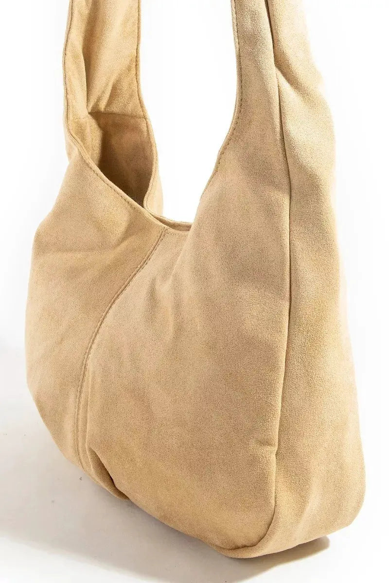 Fame Faux Suede Studded Trim Hobo Bag by Fame