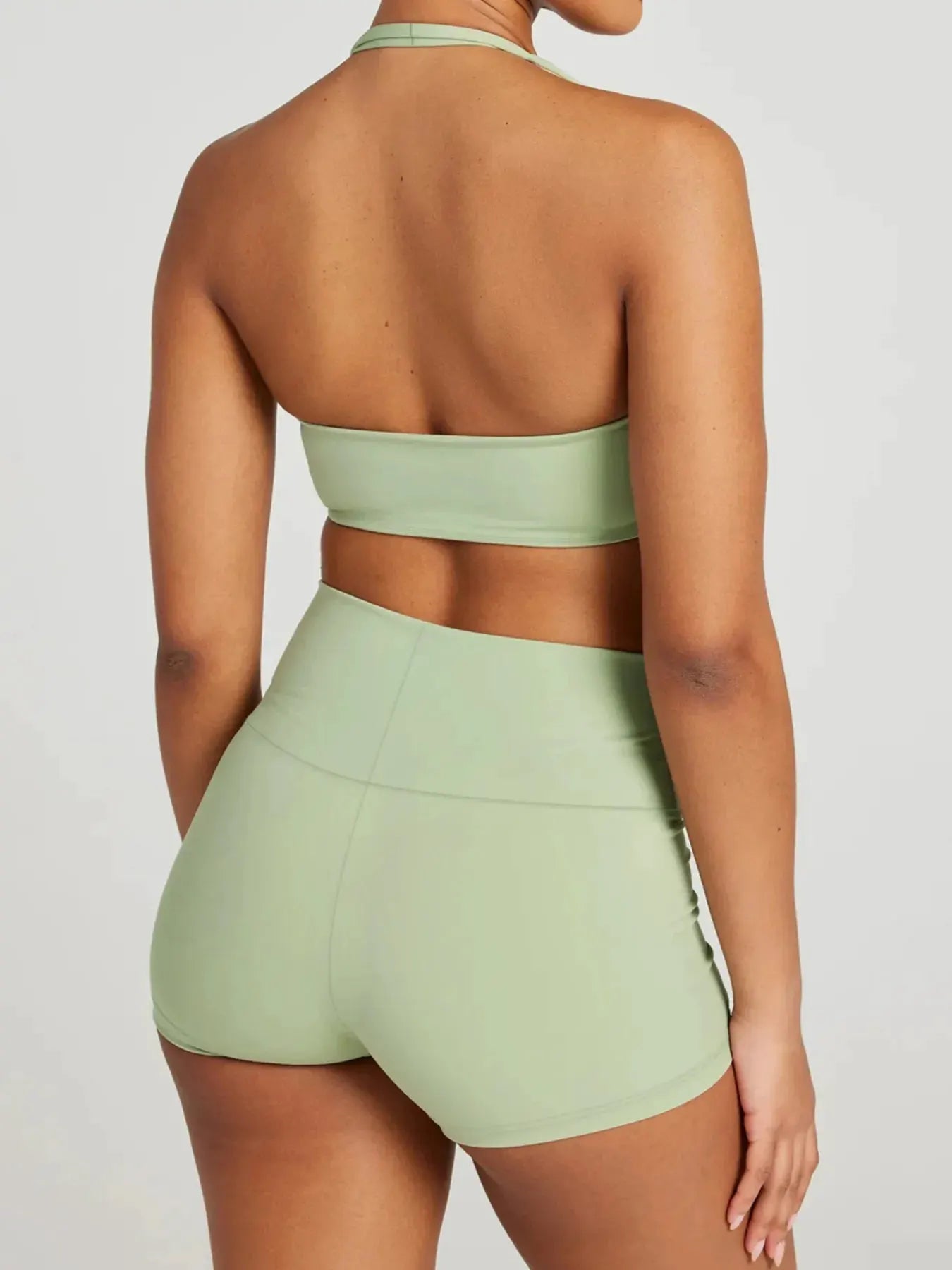 Halter Neck Cami and Shorts Two Piece Ribbed Active Set by Partner Label
