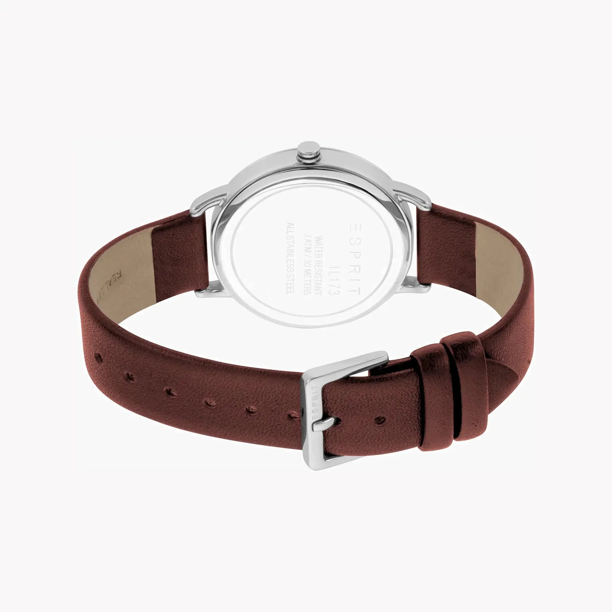 Esprit Women's Brown Leather Watch, Silver Dial | Es1l168m0025 by ESPRIT