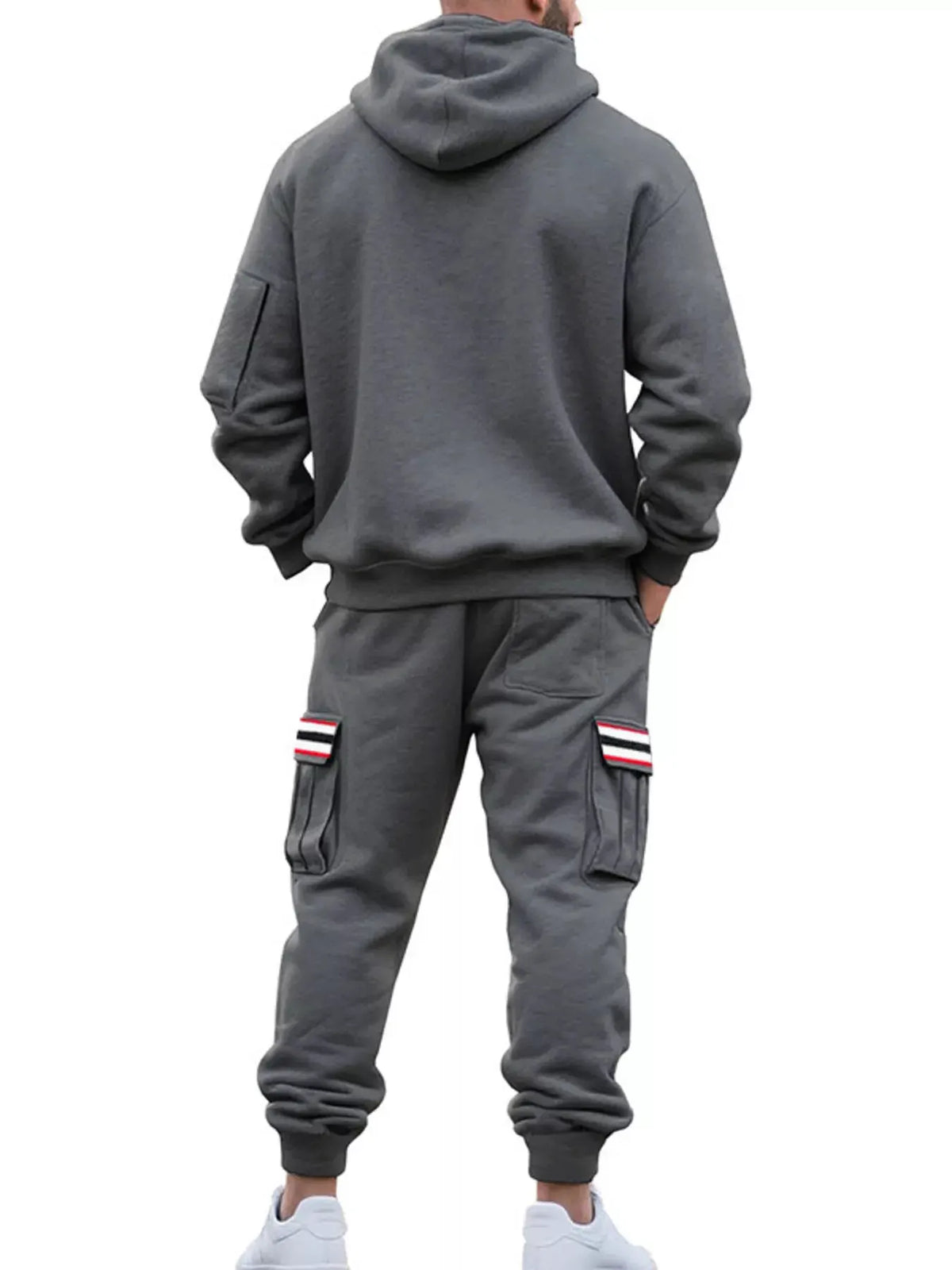 Men's Full Size Casual Half-Zip Hoodie and Cargo Pants Set Plus Size by Trendsi