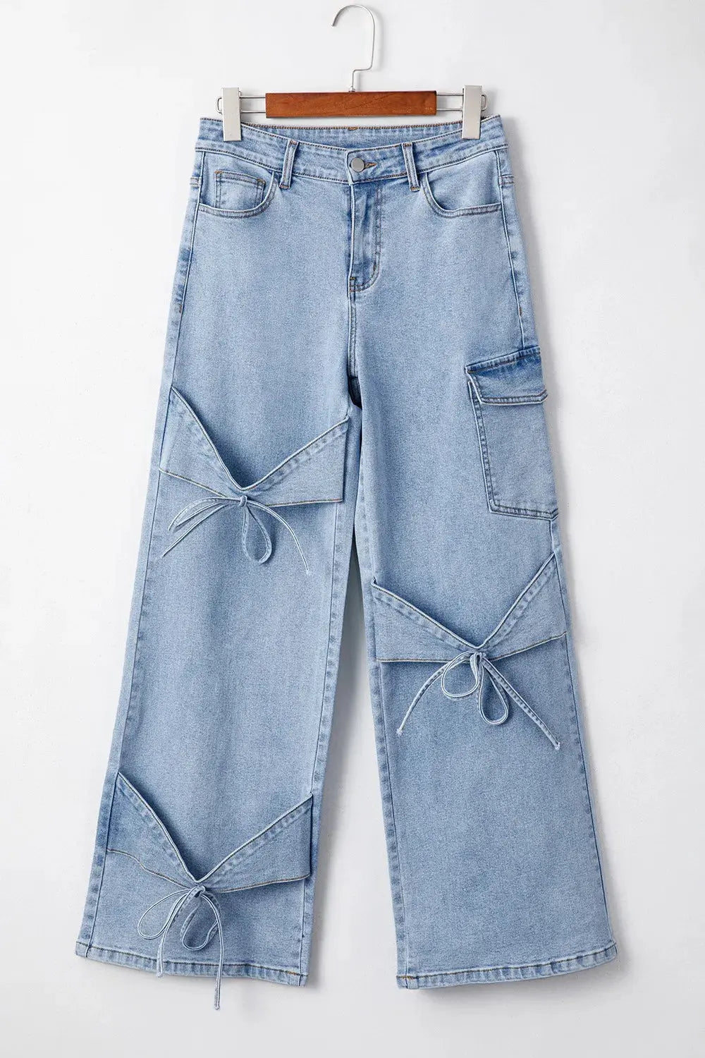 Bowknot Decor Cargo Jeans by Partner Label