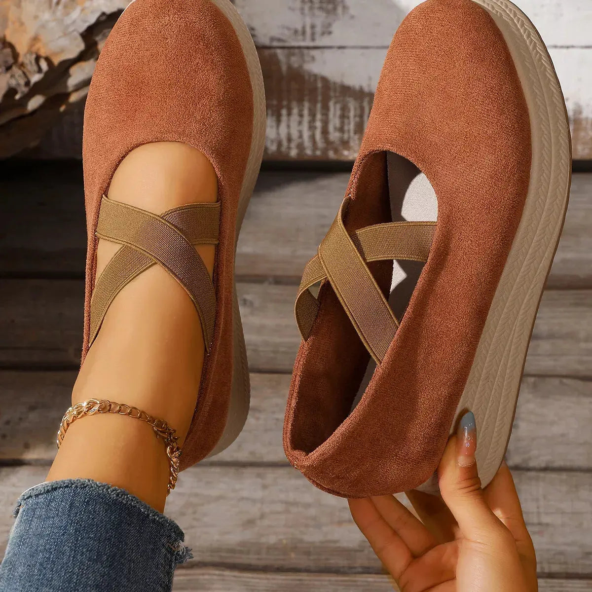 Crisscross Wedge Slip-Ons by Partner Label