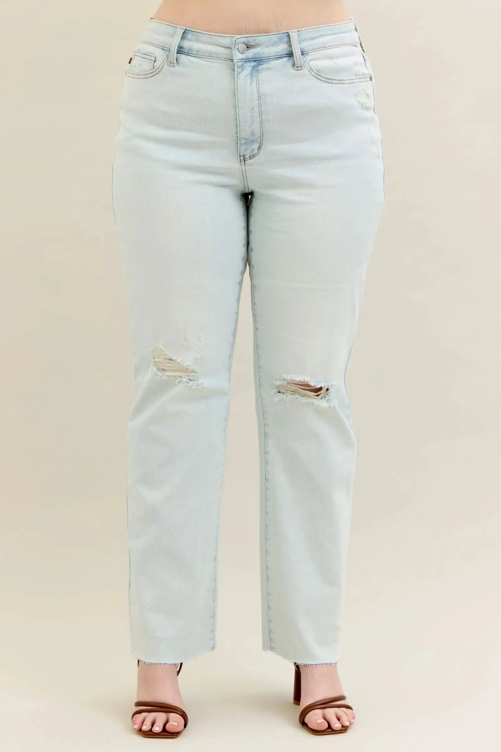 Judy Blue Full Size Destroy & Fray Hem Bootcut Jeans Plus Size by Judy Blue