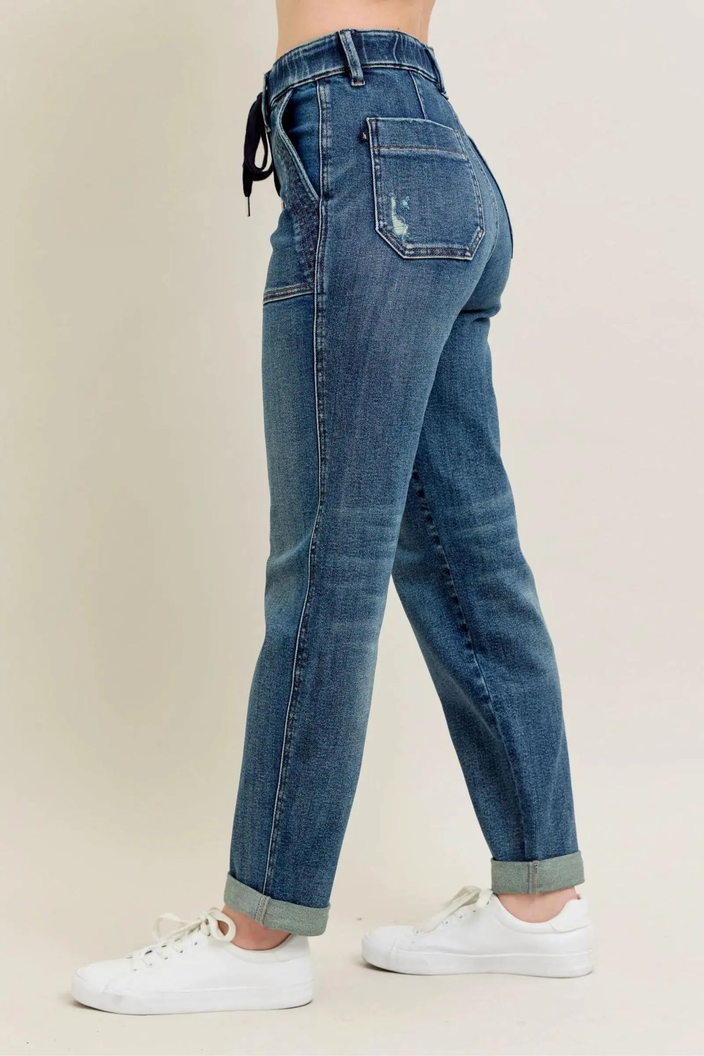 Judy Blue Full Size HW Vintage Wash Jeans w/ Drawstring Plus Size by Judy Blue