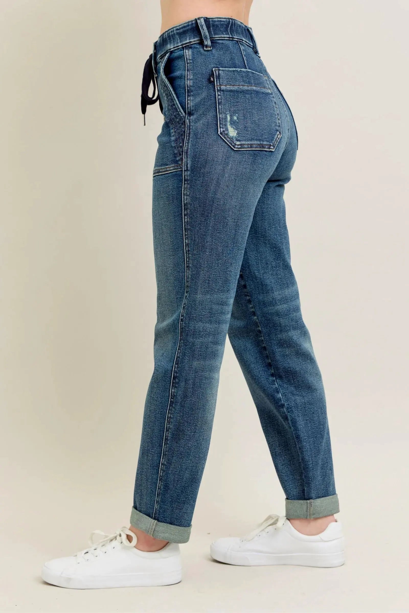 Judy Blue Full Size HW Vintage Wash Jeans w/ Drawstring Plus Size by Judy Blue