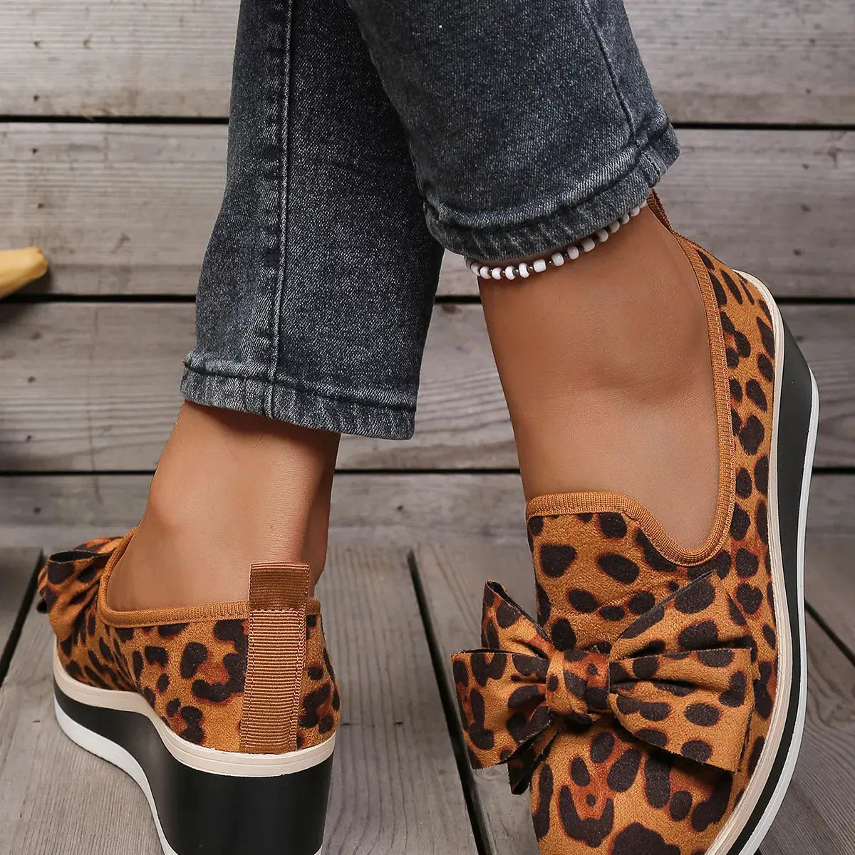 Leopard Print Platform Loafers by Partner Label