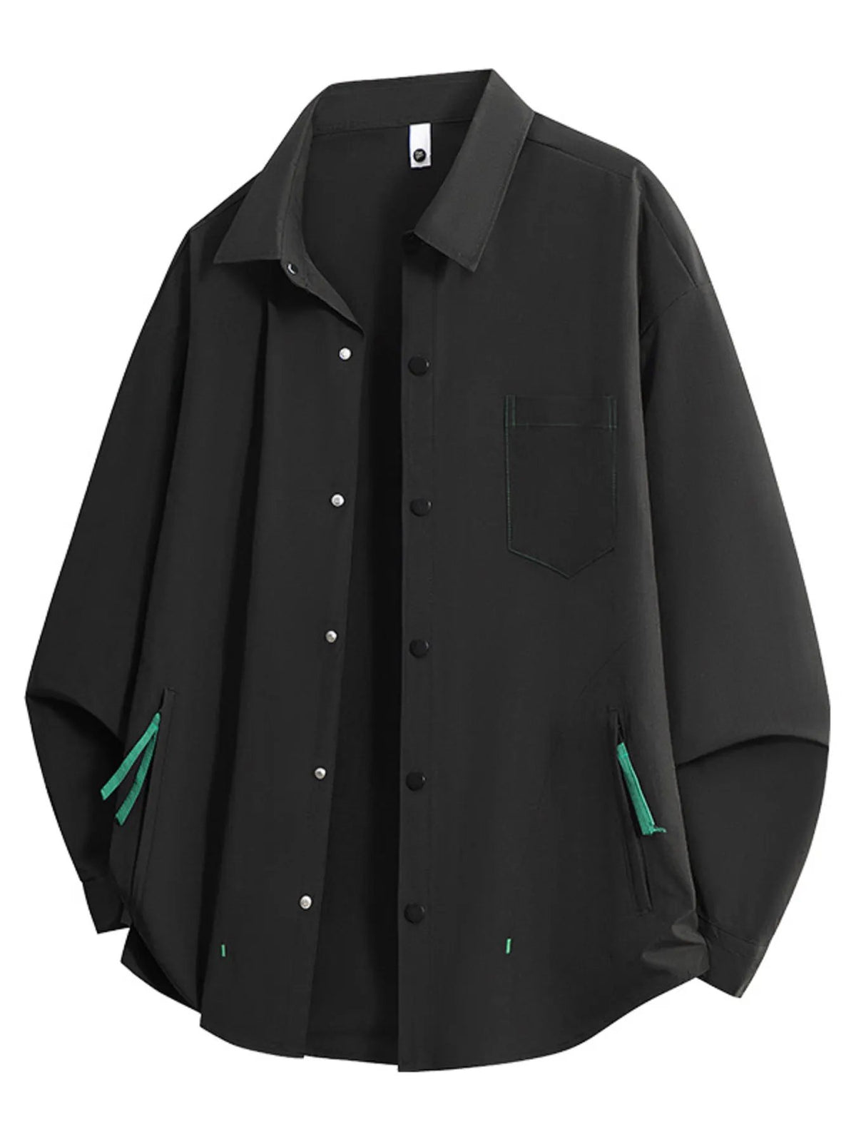 Men's Full Size Snap Down Long Sleeve Shacket Plus Size by Trendsi