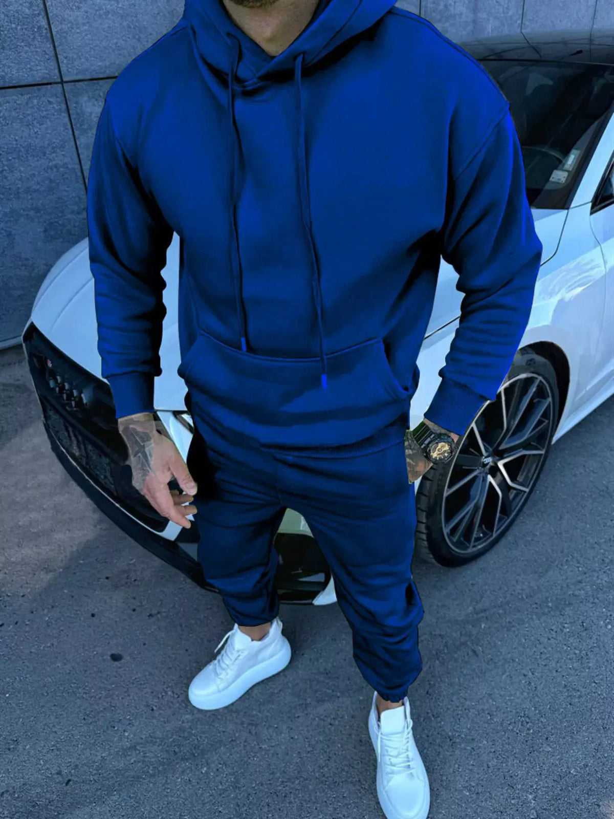 Men's Full Size Kangaroo Pocket Hoodie and Pants Set Plus Size by Trendsi