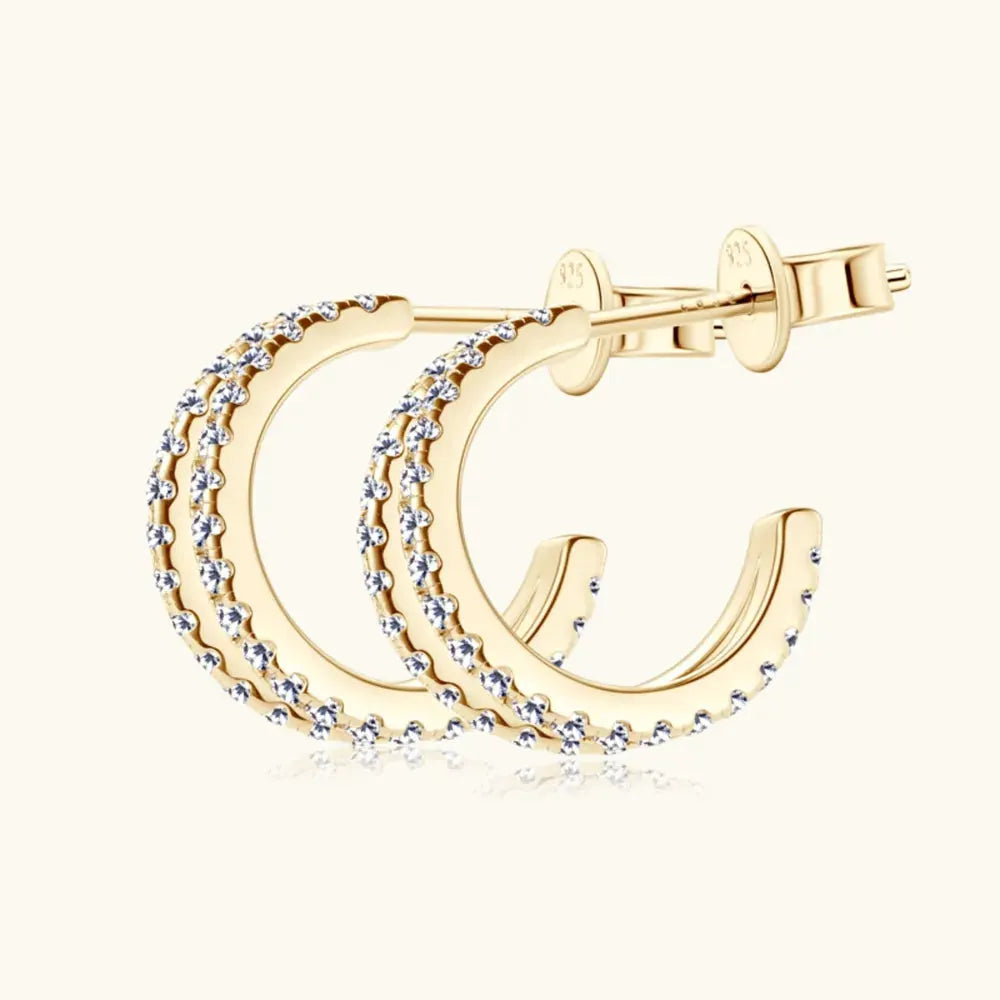 Moissanite 925 Sterling Silver C-Hoop Earrings by Partner Label