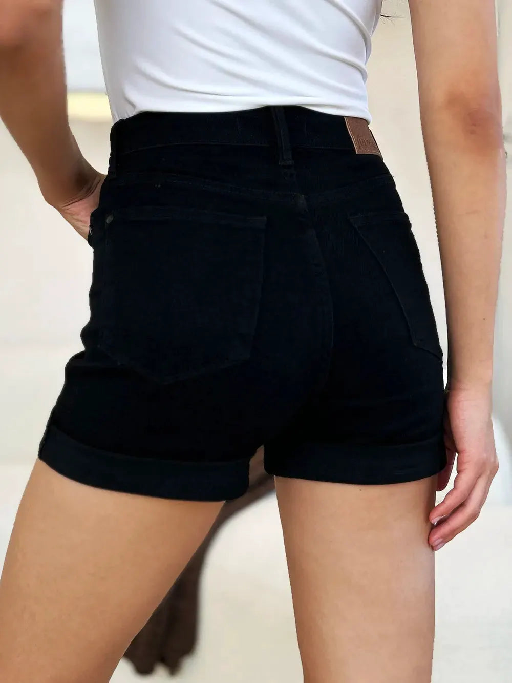 Judy Blue Full Size High Waist Tummy Control Cuffed Denim Shorts by Judy Blue