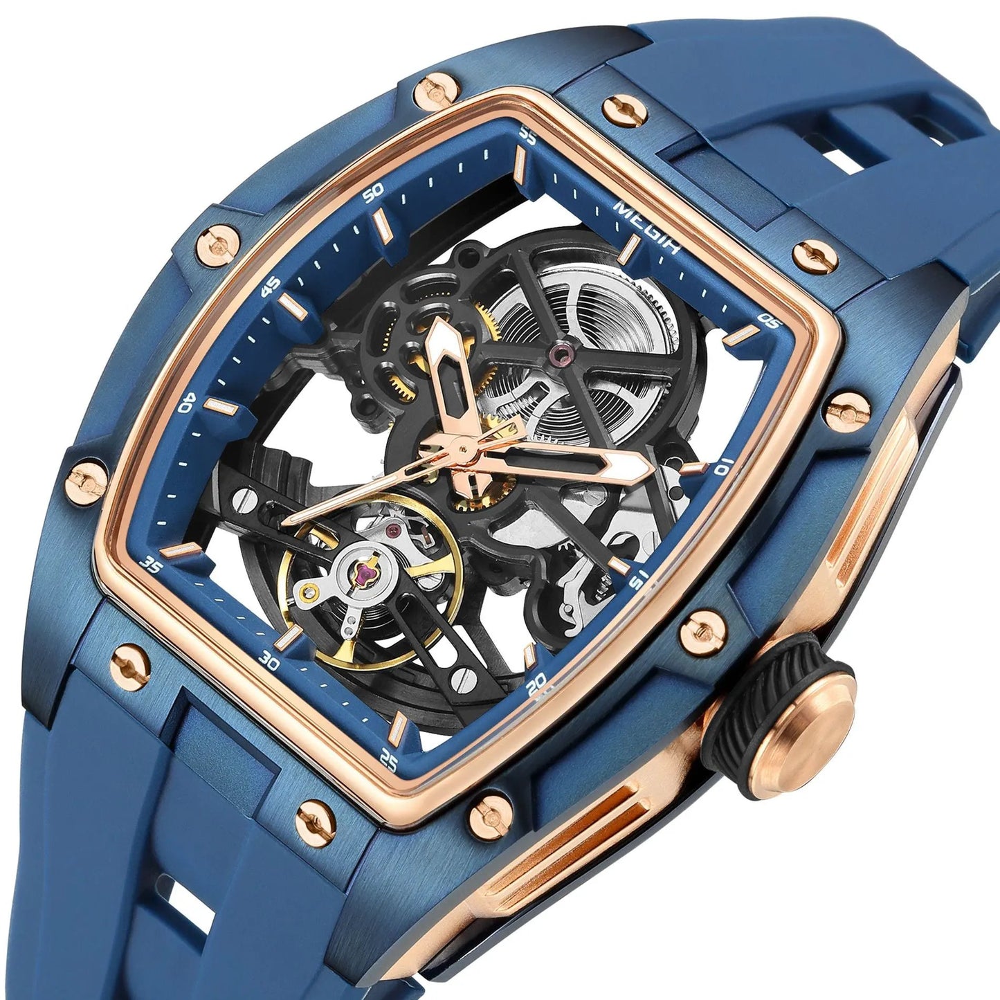 MEGIR Original Fashion Men Watches Automatic Mechanical Watch Steel Case Sport Skeleton Dial Wristwatch Waterproof Clock Reloj Hombre 2242 by MEGIR WATCH GROUP