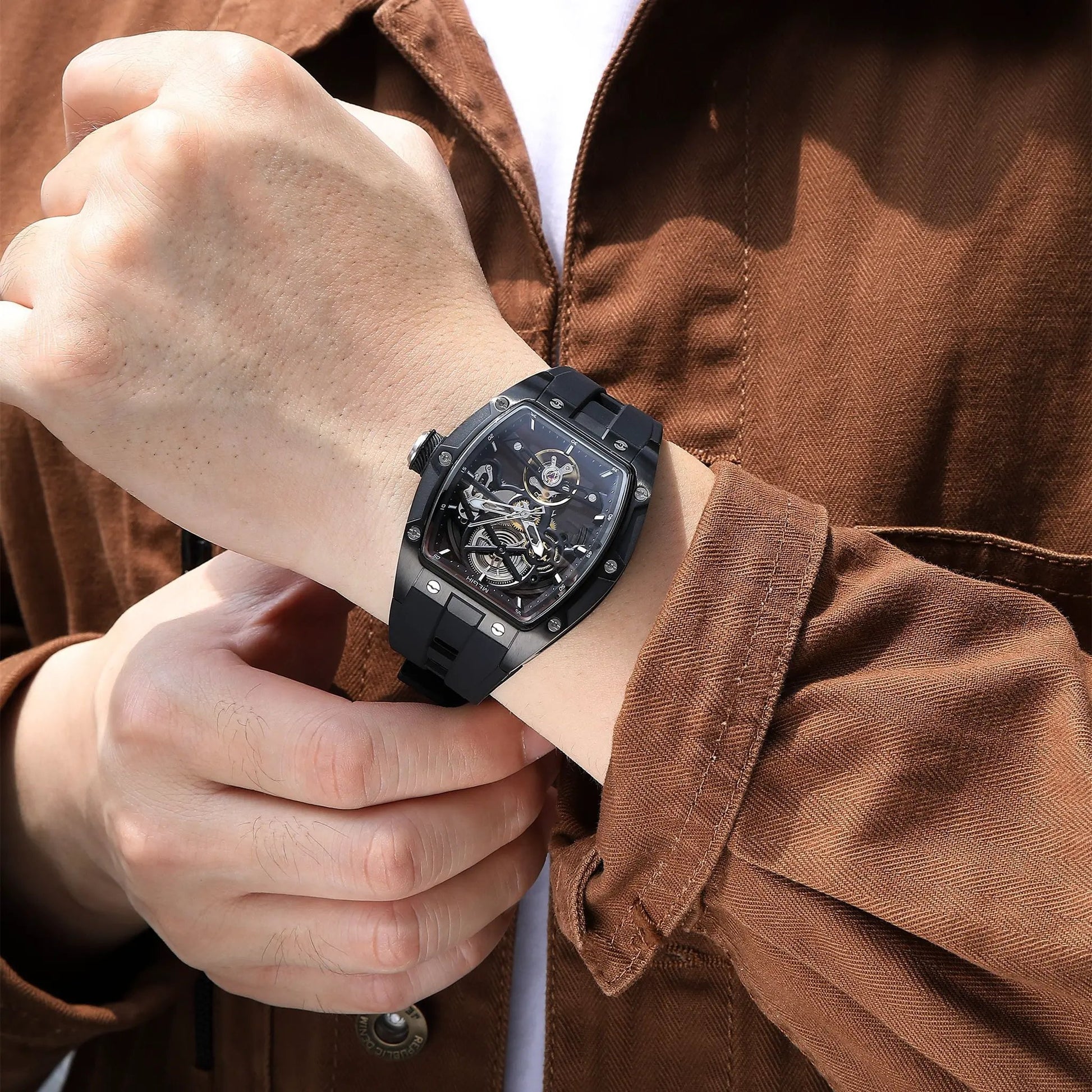 MEGIR Original Fashion Men Watches Automatic Mechanical Watch Steel Case Sport Skeleton Dial Wristwatch Waterproof Clock Reloj Hombre 2242 by MEGIR WATCH GROUP