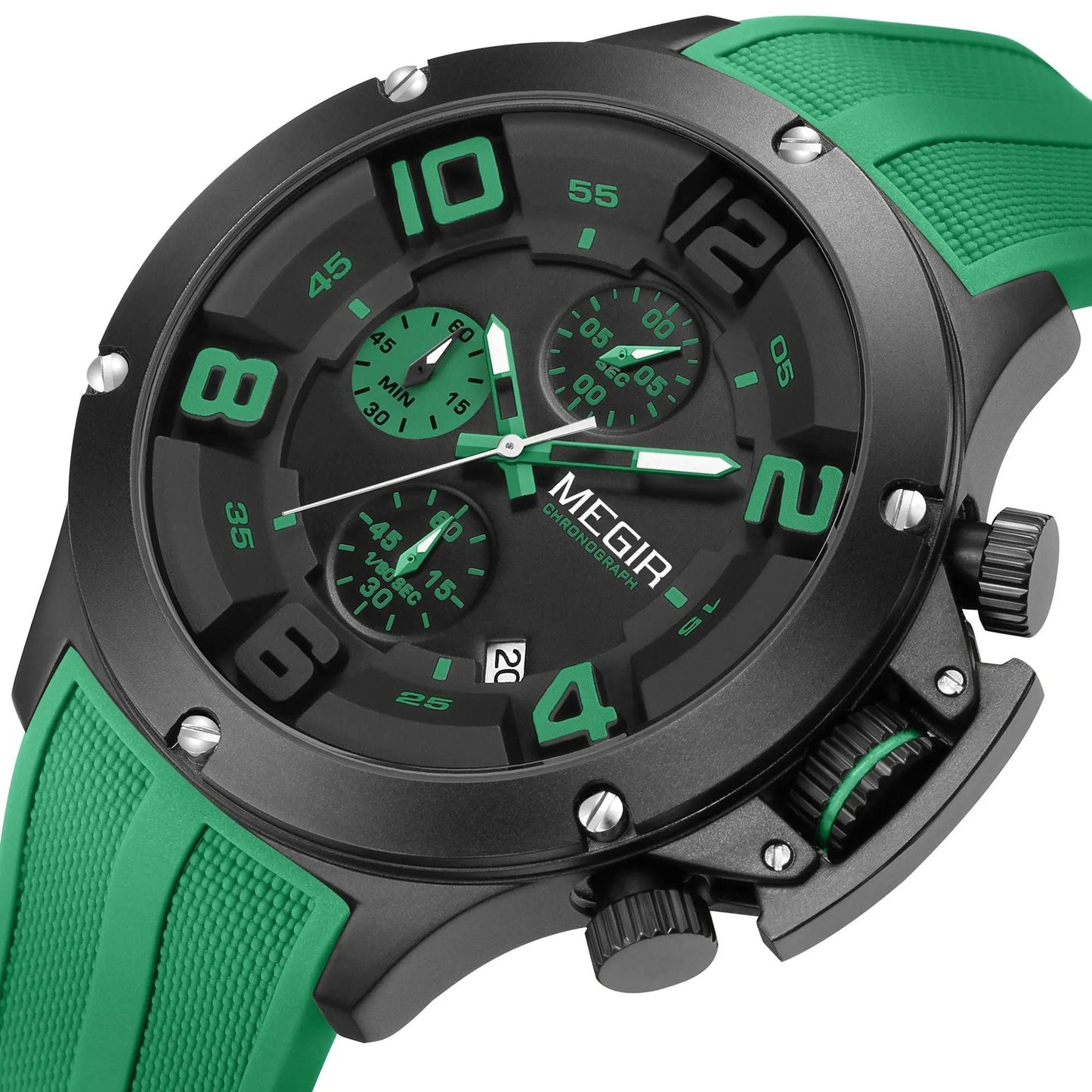 MEGIR Relogio Masculino Luxury Quartz Watch for Men Yellow Silicone Strap Military Sport WristWatch Chronograph with Auto Date 8115 by MEGIR WATCH GROUP