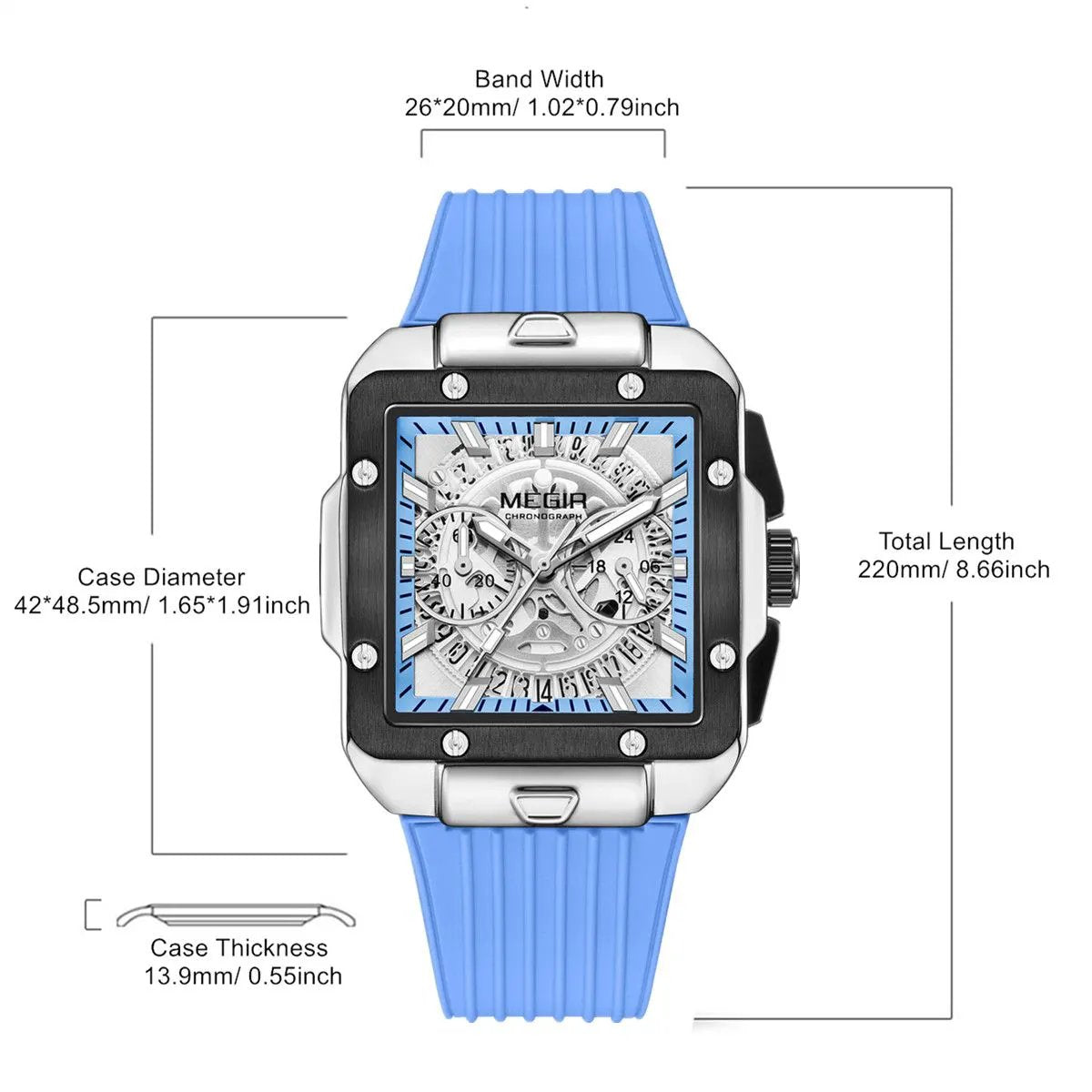 MEGIR Watch for Men Luxury Sport Quartz Wristwatch with Silicone Band Luminous Hands Date Male Chronograph Clock Reloj Hombre 2228 by MEGIR WATCH GROUP