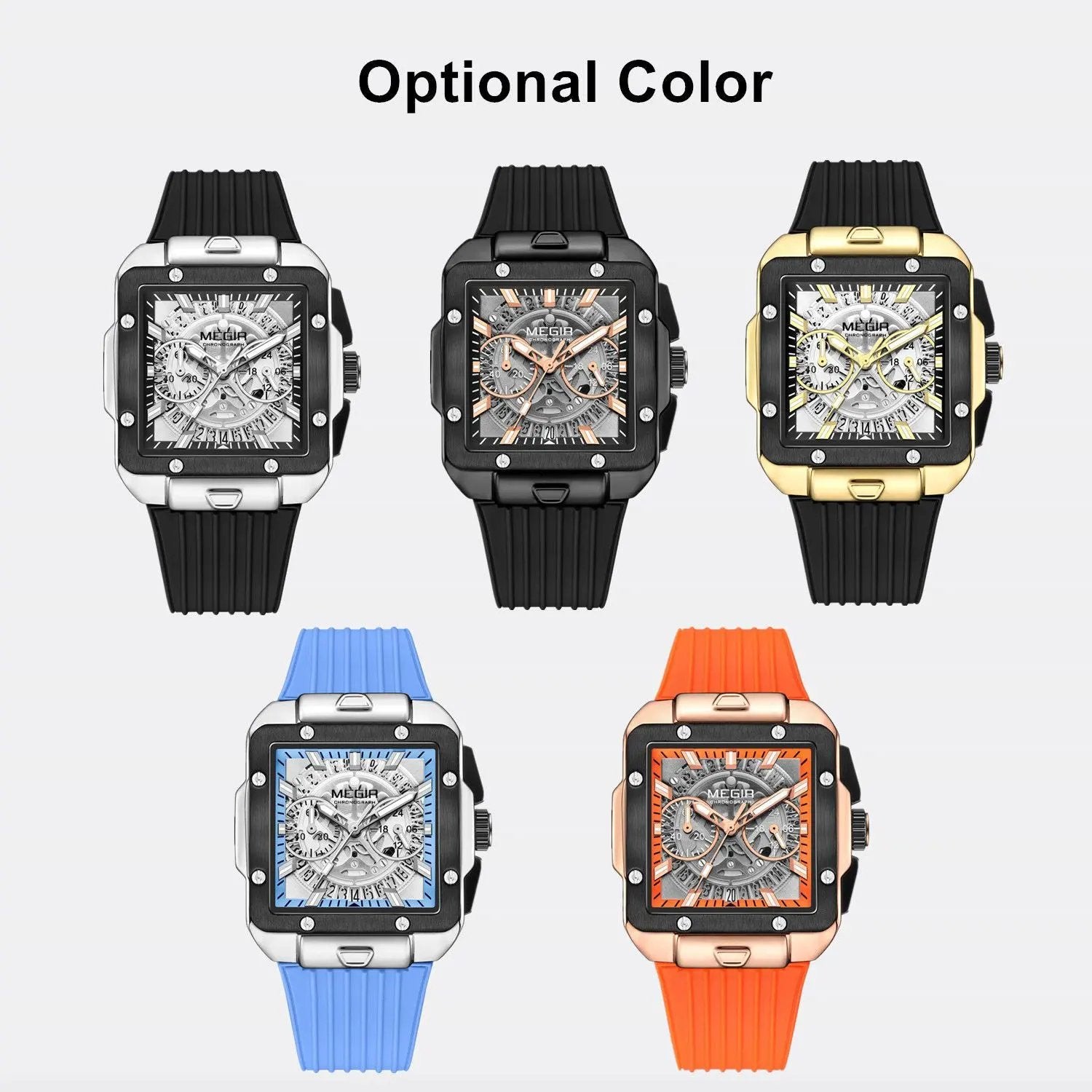 MEGIR Watch for Men Luxury Sport Quartz Wristwatch with Silicone Band Luminous Hands Date Male Chronograph Clock Reloj Hombre 2228 by MEGIR WATCH GROUP