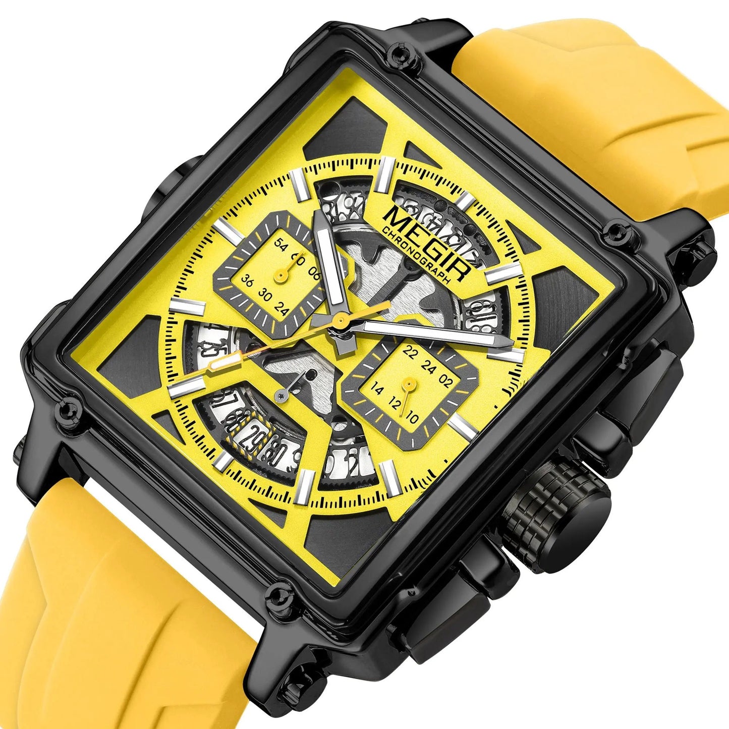 MEGIR Sport Watches for Men Waterproof Quartz Military Wristwatches Square Dial Male Chronograph Watch 24-hour Reloj Hombre 2233 by MEGIR WATCH GROUP