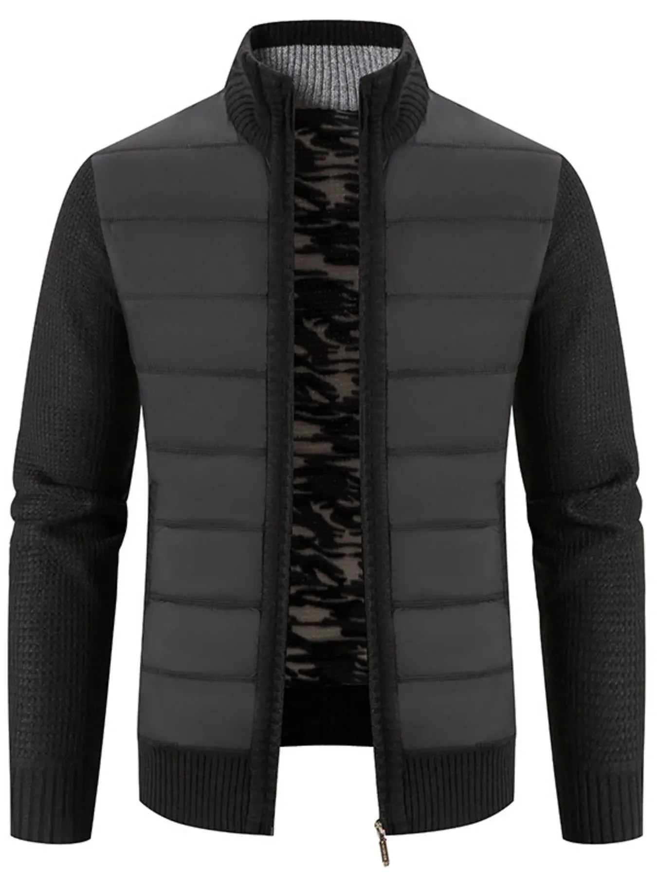 Men’s Plus Size Quilted Knit Bomber Jacket with Stand Collar | Partner Labels Selection by Partner Label