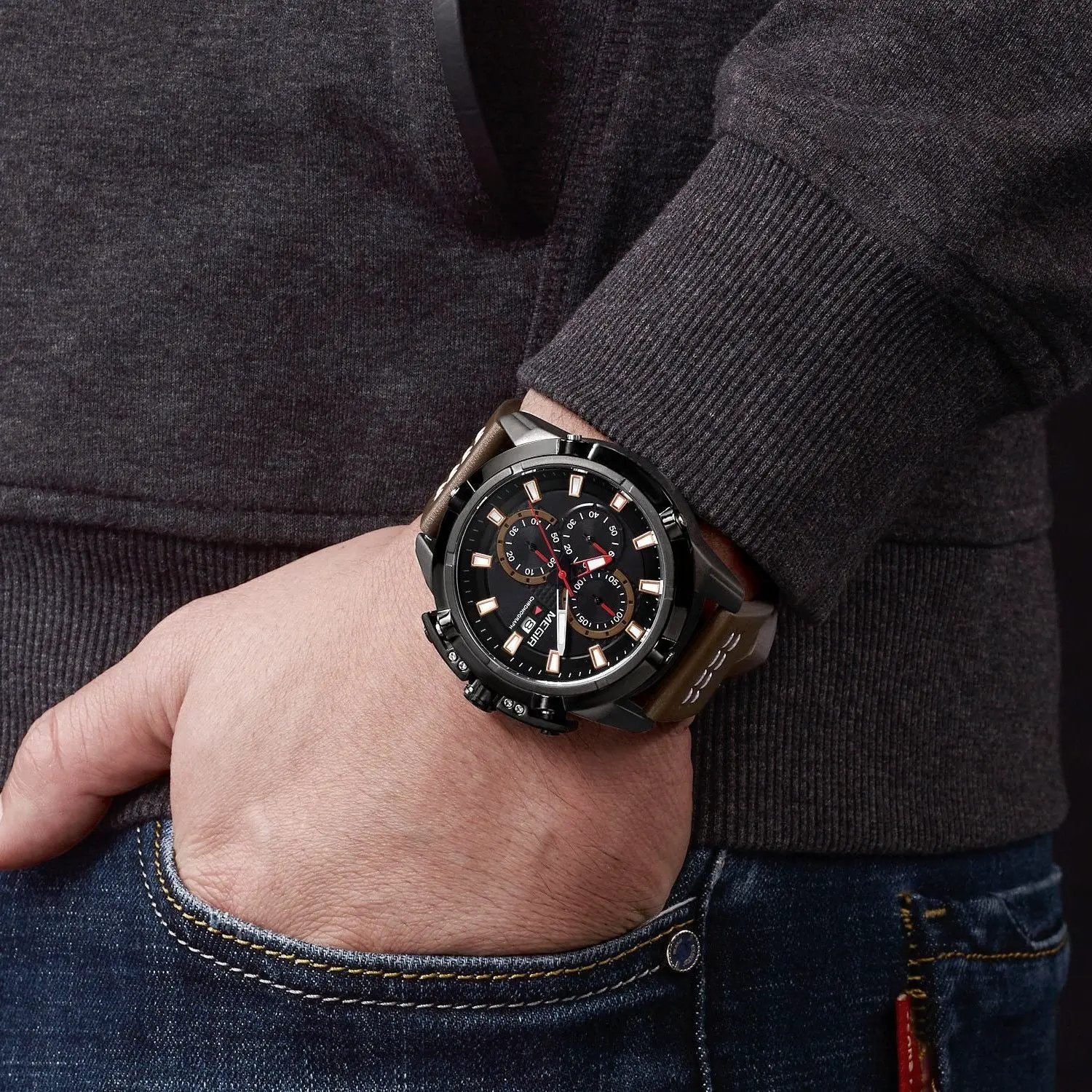 MEGIR Luxury Men's Watch Chronograph Fashion Sport Military Watches Waterproof Male Quartz Wristwatch Clock Montre Homme 2062 by MEGIR WATCH GROUP