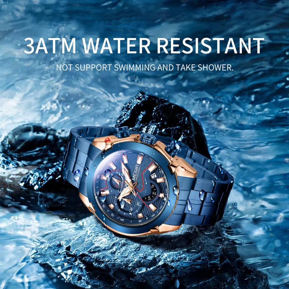 MEGIR Stainless Steel Bracelet Business Watches for Men Luxury Military Quartz Wristwatches Waterproof Luminous Clock Date 2065 by MEGIR WATCH GROUP
