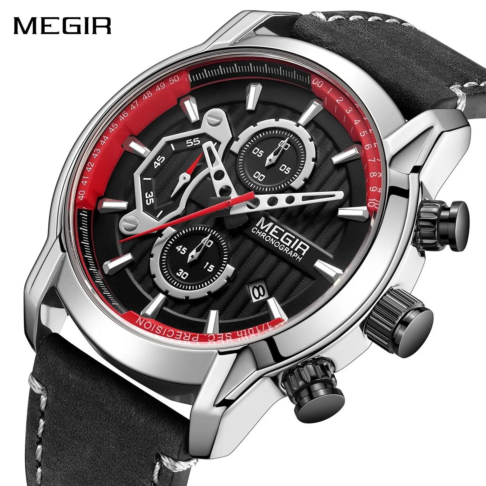 MEGIR Men's Watches Waterproof Luminous Sports Wristwatch Fashion Leather Strap Quartz Chronograph Clock Date Gift for Man 2104 by MEGIR WATCH GROUP