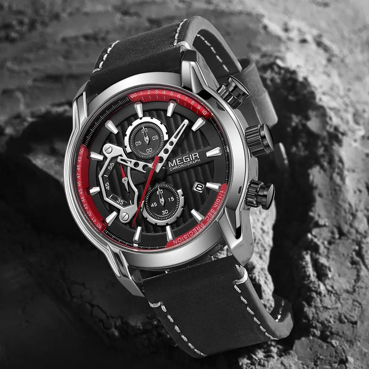 MEGIR Men's Watches Waterproof Luminous Sports Wristwatch Fashion Leather Strap Quartz Chronograph Clock Date Gift for Man 2104 by MEGIR WATCH GROUP