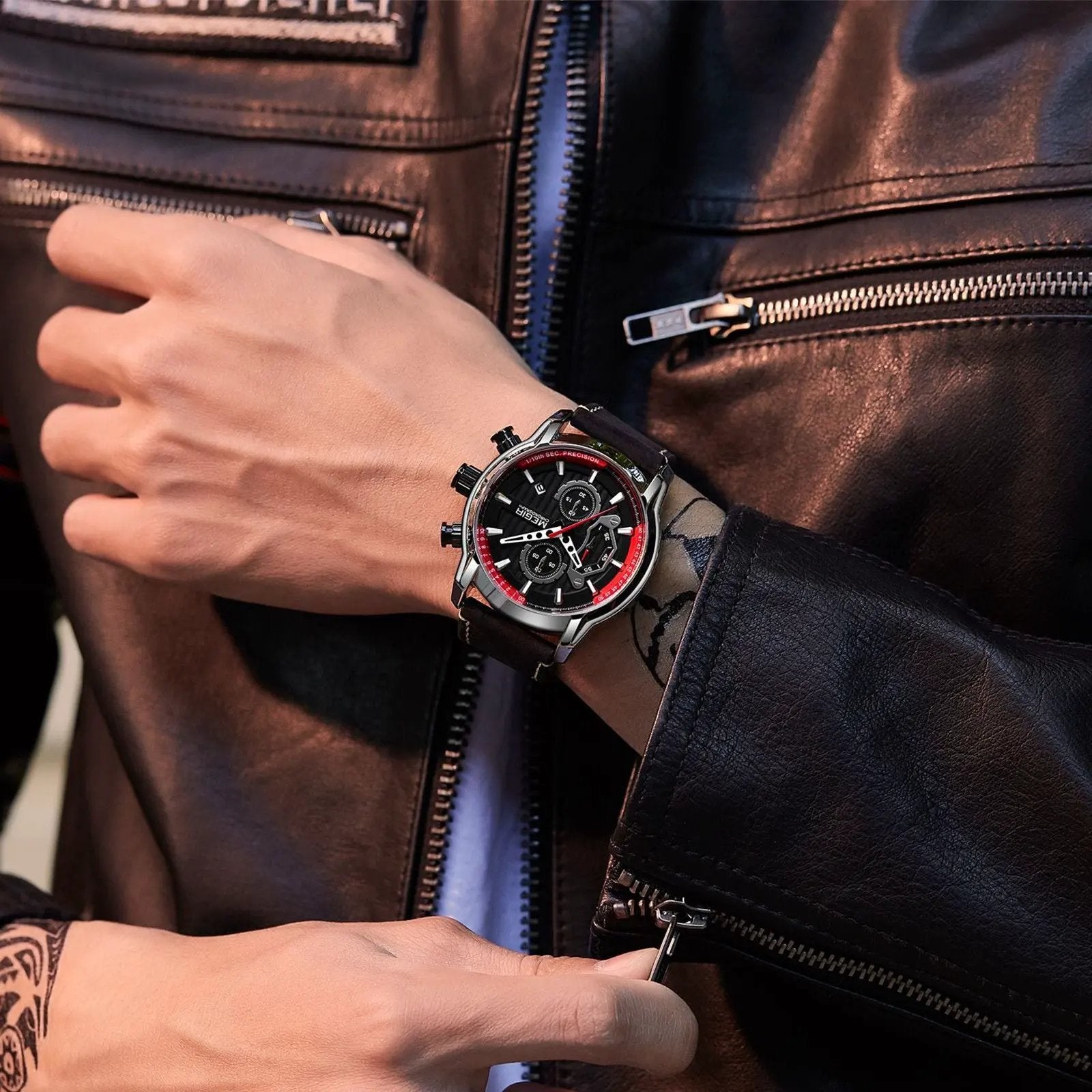 MEGIR Men's Watches Waterproof Luminous Sports Wristwatch Fashion Leather Strap Quartz Chronograph Clock Date Gift for Man 2104 by MEGIR WATCH GROUP