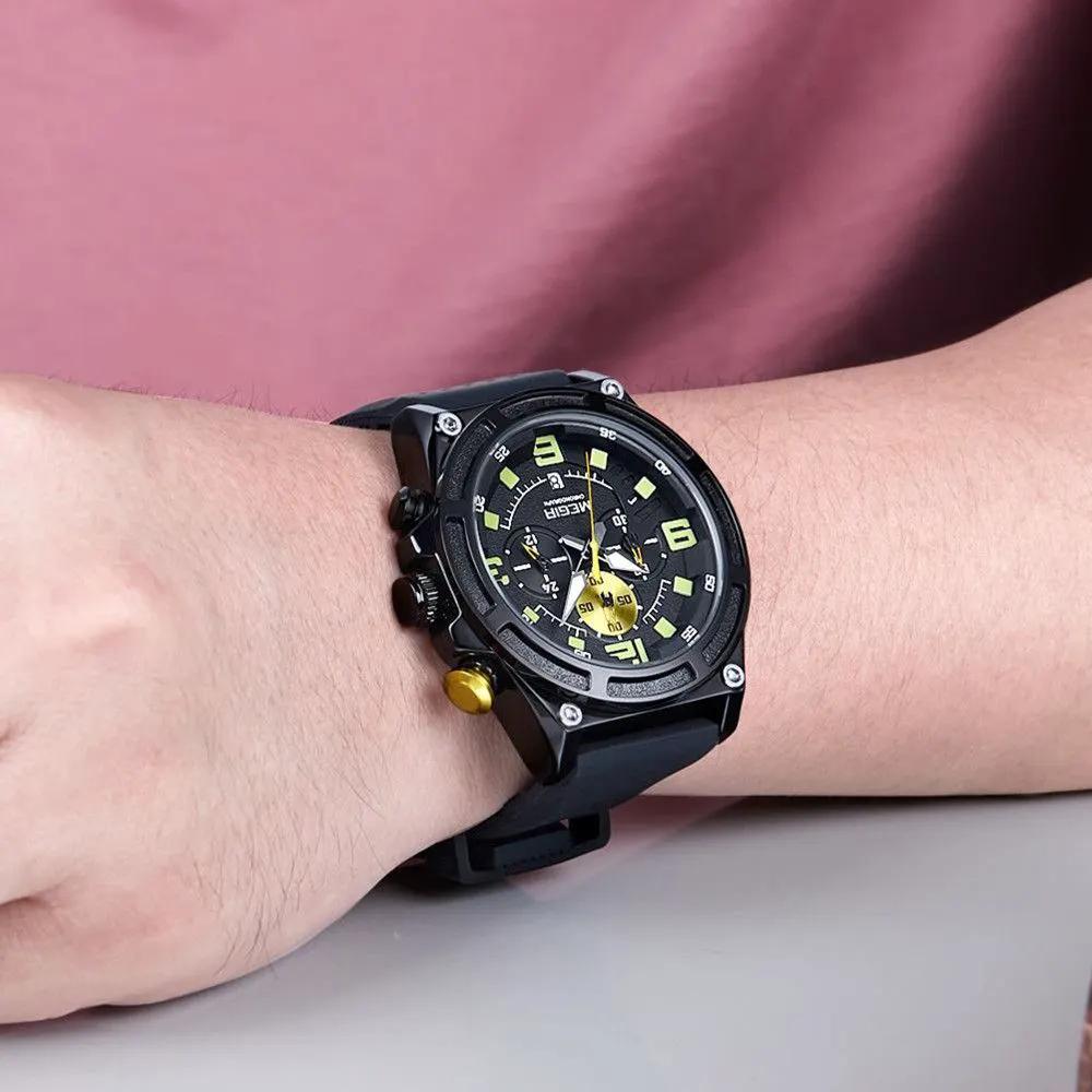 MEGIR Chronograph Luxury Military Sport Watches for Men Waterproof Calendar Silicone Man Quartz Wristwatch Reloj Hombre 2116 by MEGIR WATCH GROUP