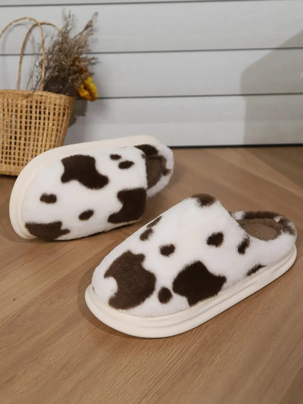 Animal Print Faux Fur Slippers by Partner Label