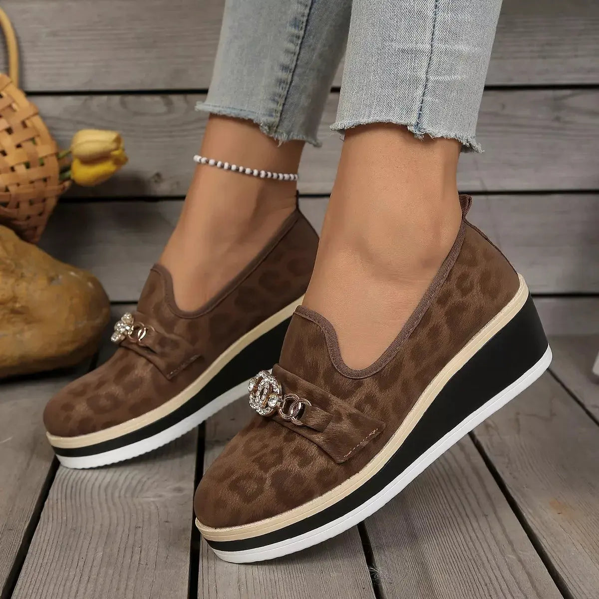 Leopard Print Platform Loafers by Partner Label