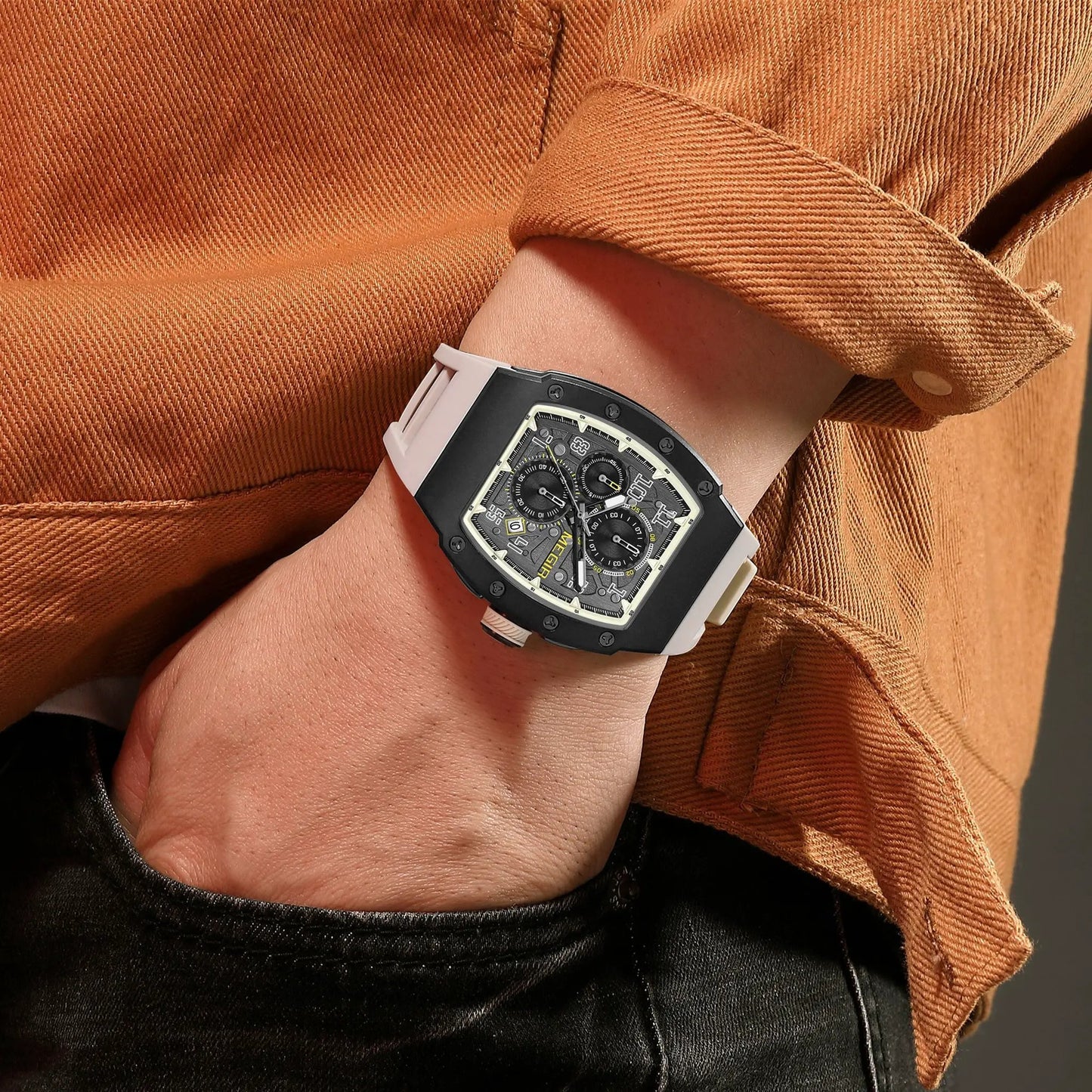 MEGIR Blue Luxury Sport Watch for Men Steel Case Waterproof Luminous Military Quartz Chronograph Auto Date Reloj Hombre 8411 by MEGIR WATCH GROUP