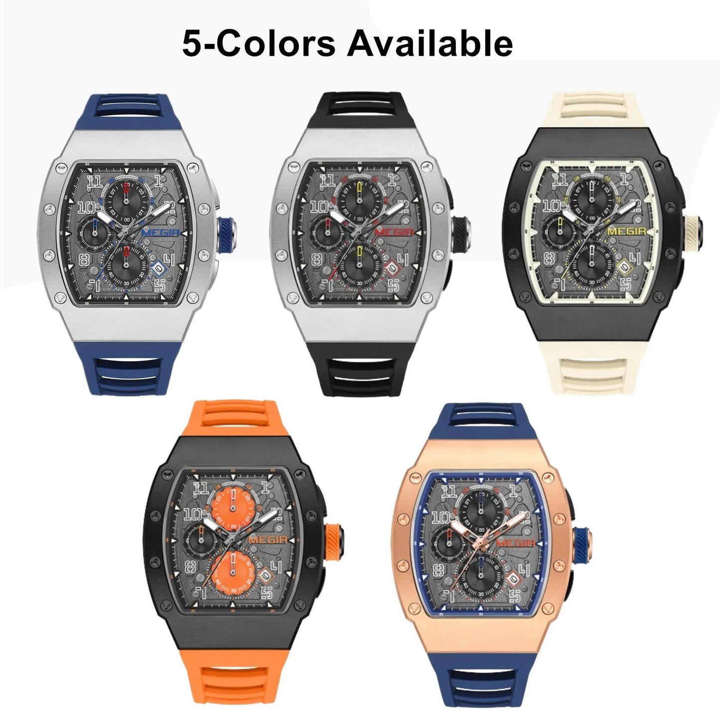 MEGIR Blue Luxury Sport Watch for Men Steel Case Waterproof Luminous Military Quartz Chronograph Auto Date Reloj Hombre 8411 by MEGIR WATCH GROUP