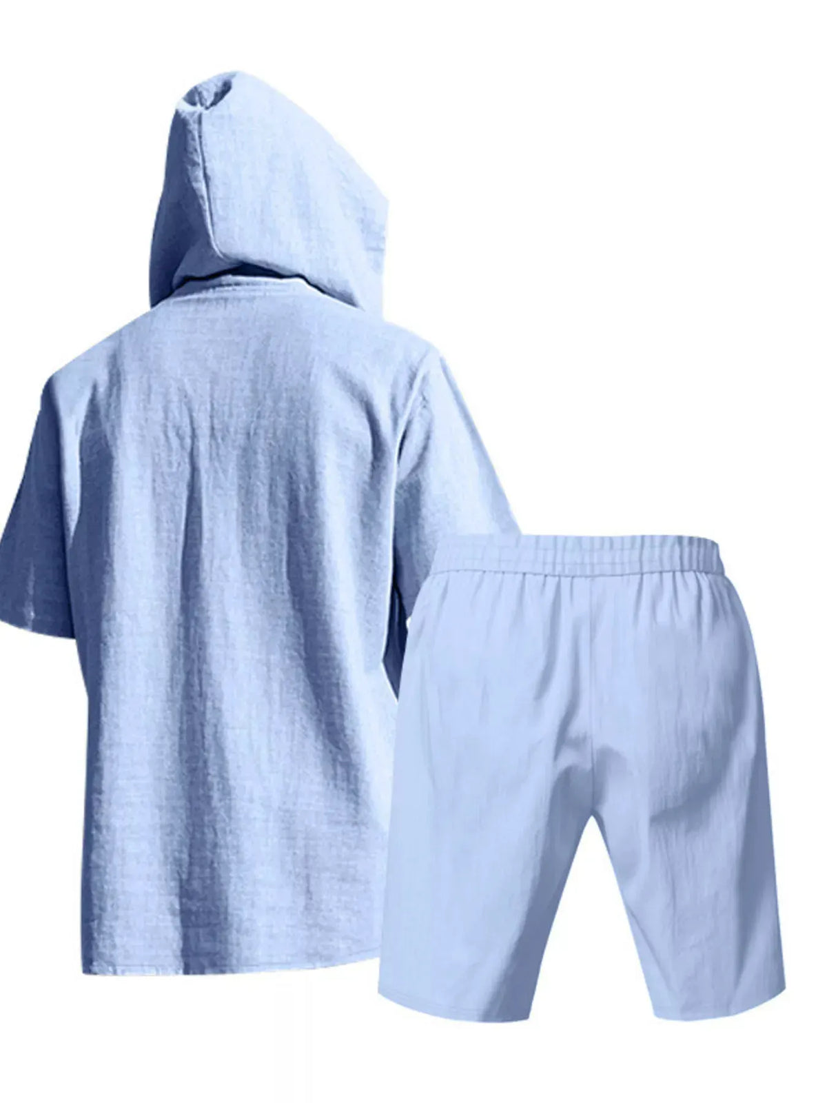 Men's Full Size Casual Short Sleeve Hooded Top & Shorts Set Plus Size by Trendsi