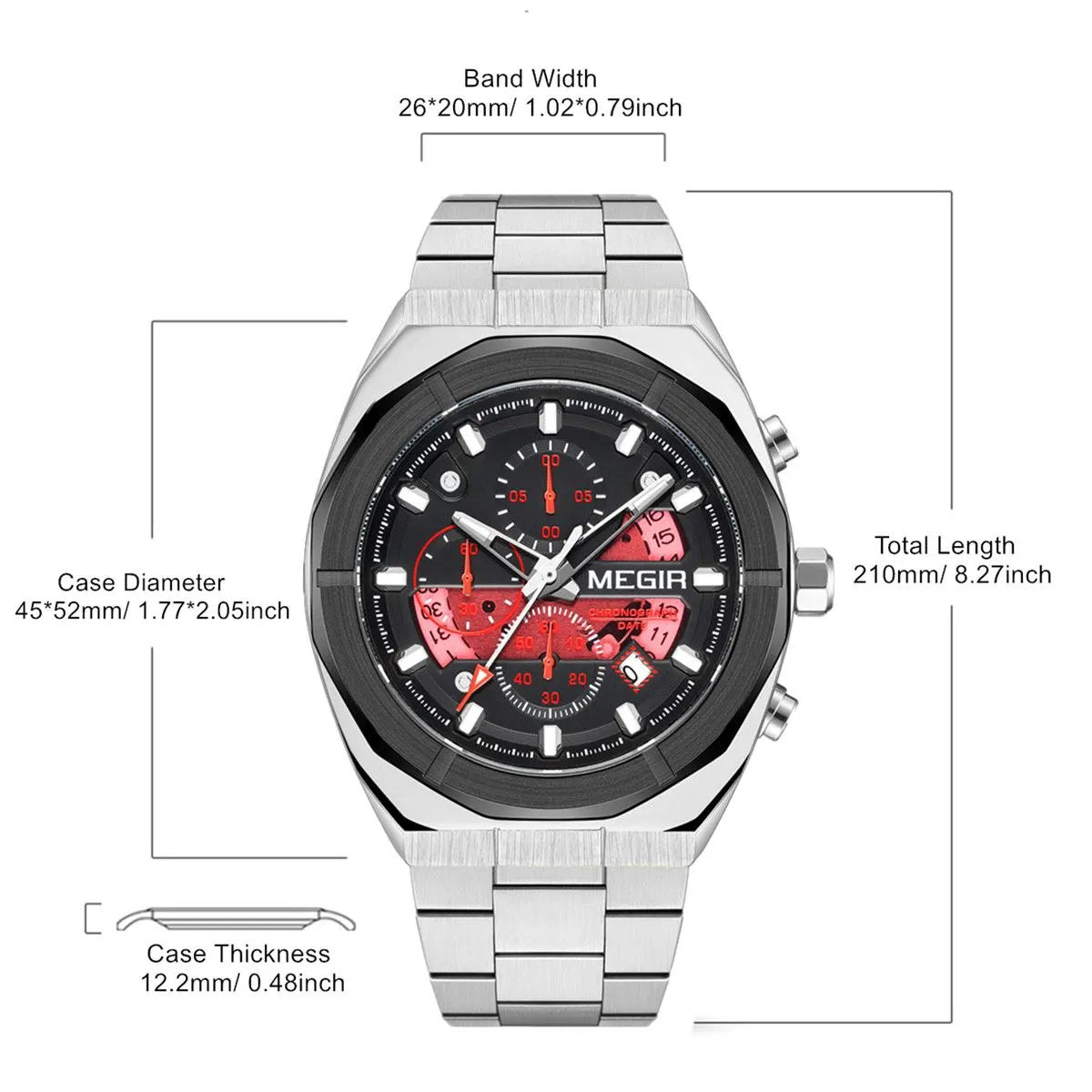 MEGIR New Watch for Men Top Brand Luxury Casual Quartz Wristwatch with Chronograph Waterproof Luminous Auto Date Reloj Hombre 2225 by MEGIR WATCH GROUP