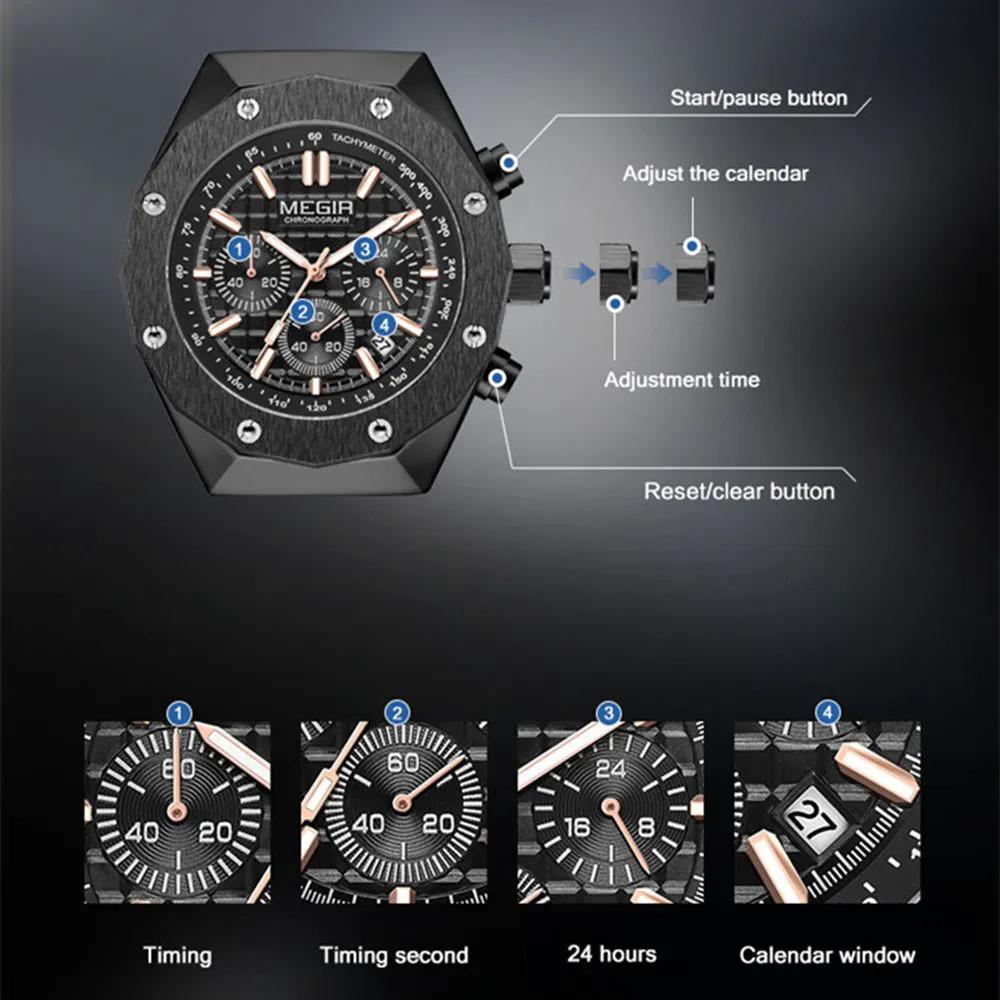 MEGIR Relogio Masculino Luxury Business Men Watches Fashion Military Watch Date Luminous Casual Quartz Wristwatch Man Clock 2213 by MEGIR WATCH GROUP