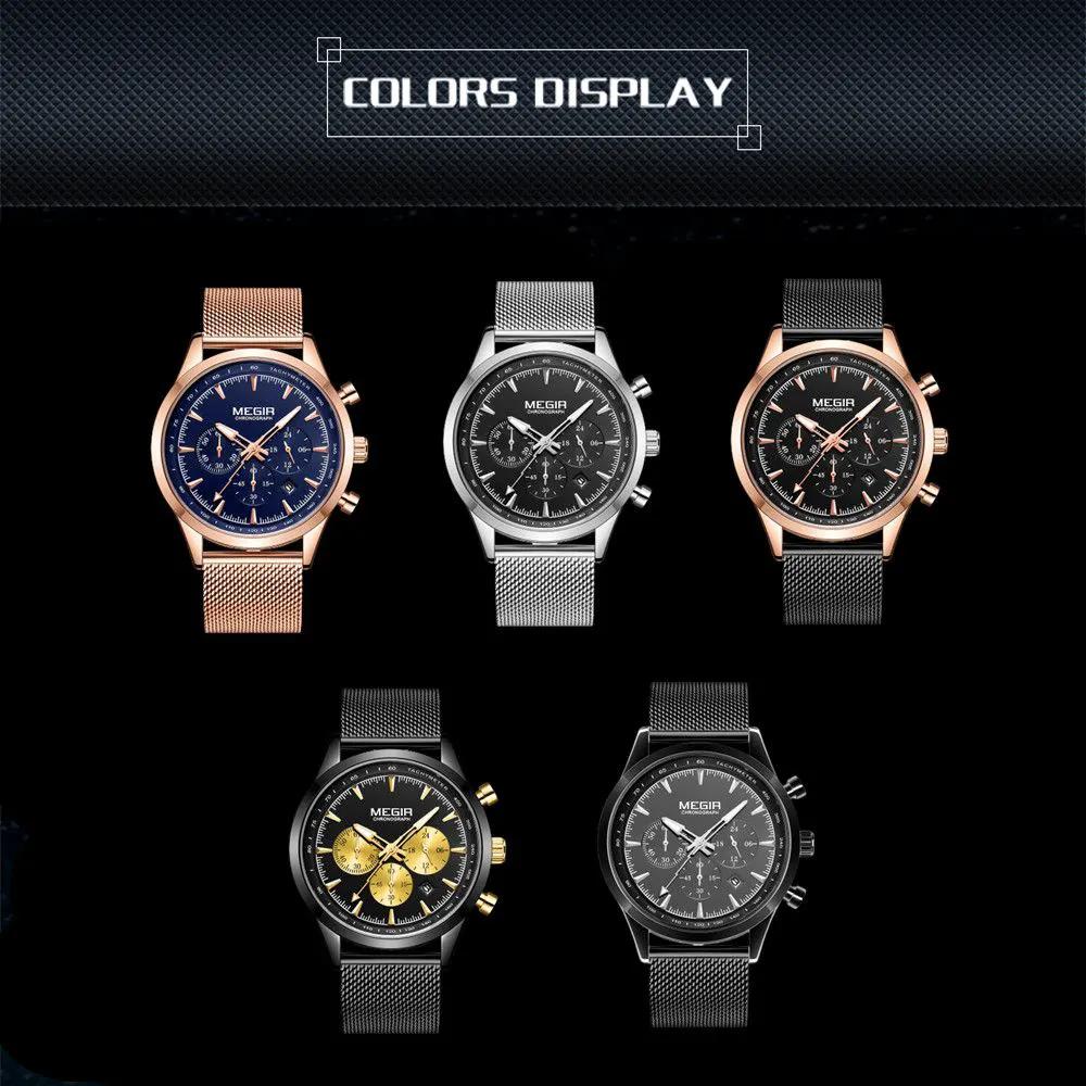 MEGIR Fashion Watch for Men Top Luxury Big Dial Business Quartz Watches Waterproof Steel Wrist Watch Clock Relogio Masculino 2153 by MEGIR WATCH GROUP