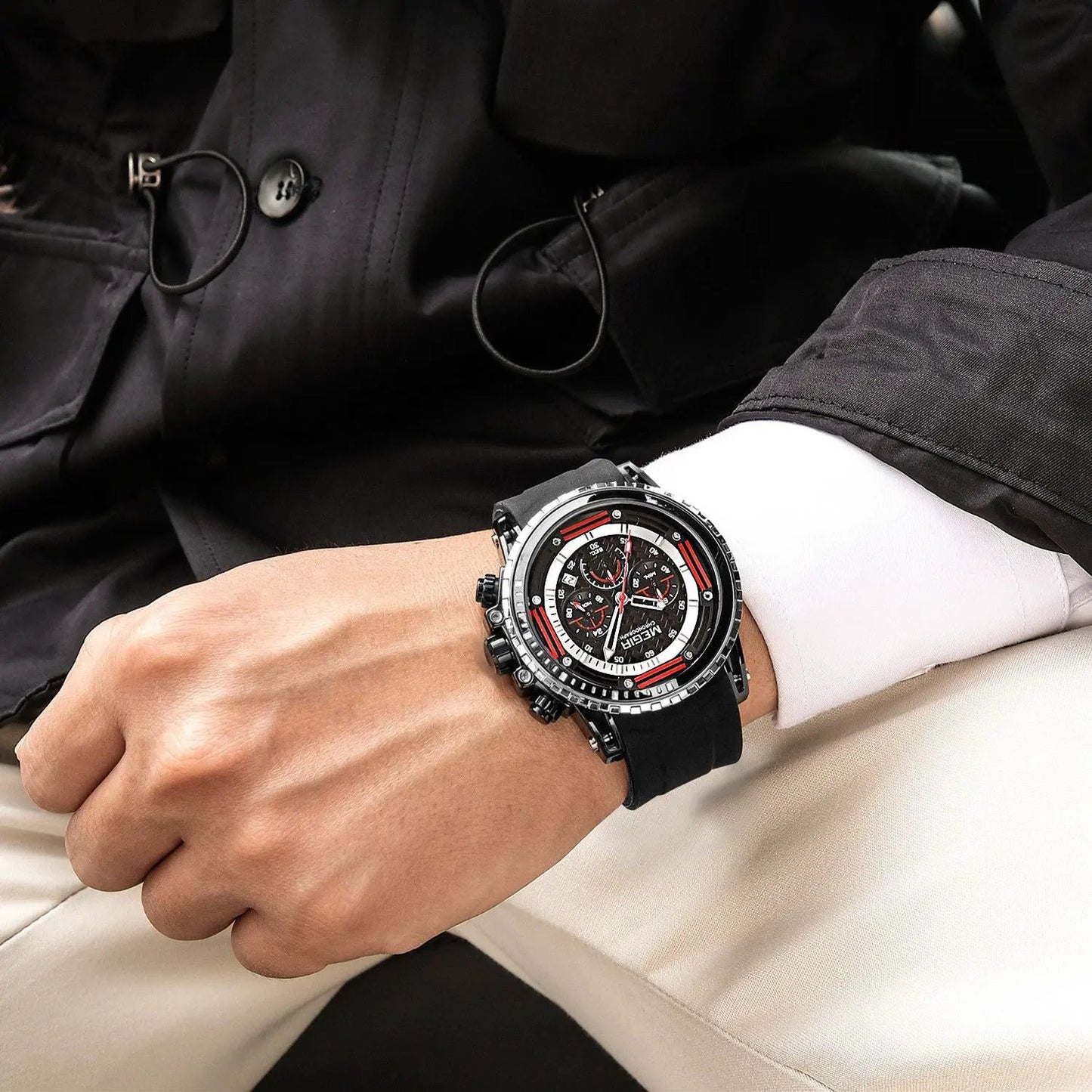 MEGIR Men's Sports Military Watches Fashion Luxury Quartz Wristwatch Silicone Strap Waterproof Chronograph Luminous Male Clock 2143 by MEGIR WATCH GROUP