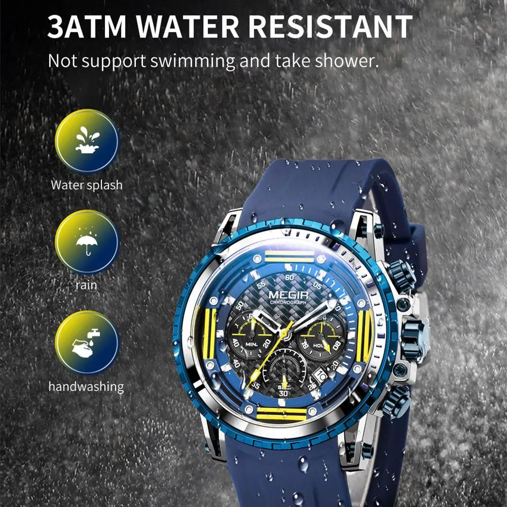 MEGIR Men's Sports Military Watches Fashion Luxury Quartz Wristwatch Silicone Strap Waterproof Chronograph Luminous Male Clock 2143 by MEGIR WATCH GROUP