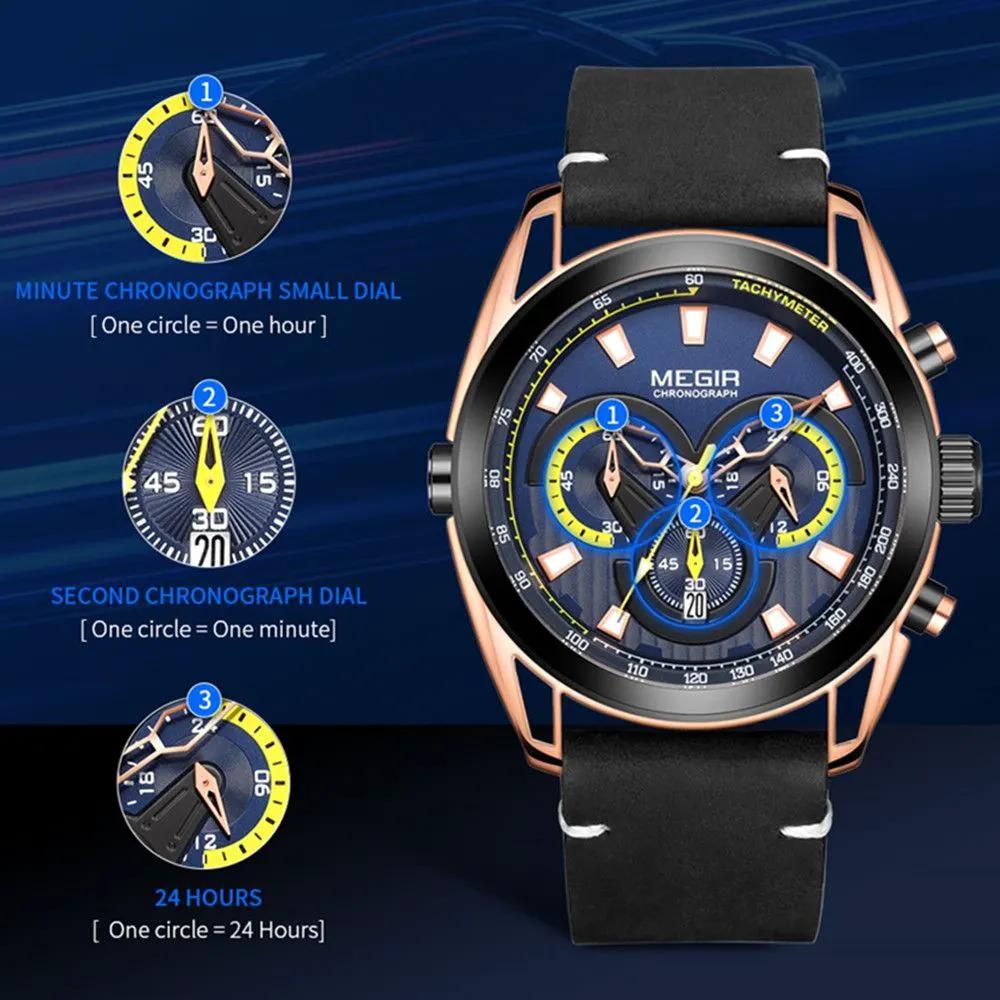 MEGIR Top Brand Luxury Men's Wrist Watch Man Luminous Waterproof Sport Men Quartz Wristwatches Relogio Masculino Dropshipping 2135 by MEGIR WATCH GROUP