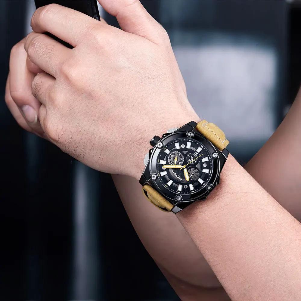 MEGIR Men's Watches Top Brand Luxury Casual Sports Wrist Watch Leather Strap Quartz Male Clock Chronograph Relogio Masculino 2122 by MEGIR WATCH GROUP