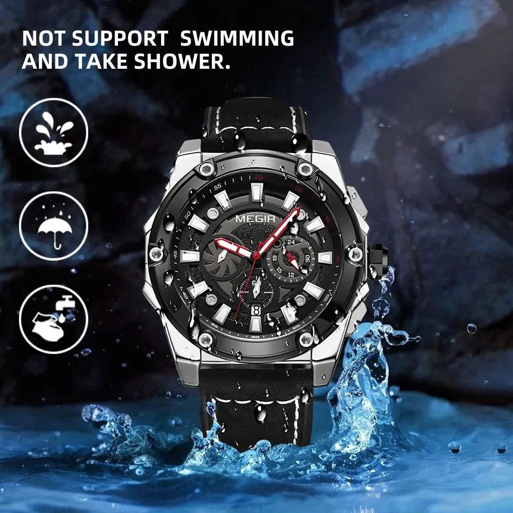 MEGIR Men's Watches Top Brand Luxury Casual Sports Wrist Watch Leather Strap Quartz Male Clock Chronograph Relogio Masculino 2122 by MEGIR WATCH GROUP