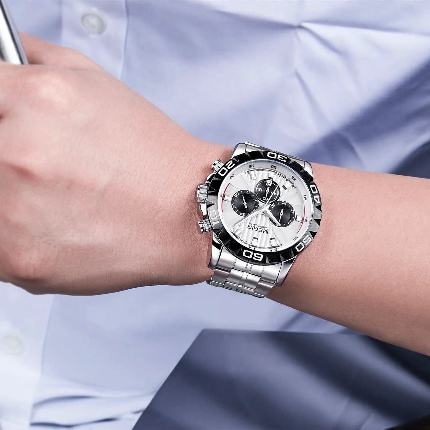 MEGIR Watches Business Mens Watches Top Brand Luxury Quartz Casual Wristwatch Date Clock Waterproof Wrist Watch Chronograph 2087 by MEGIR WATCH GROUP