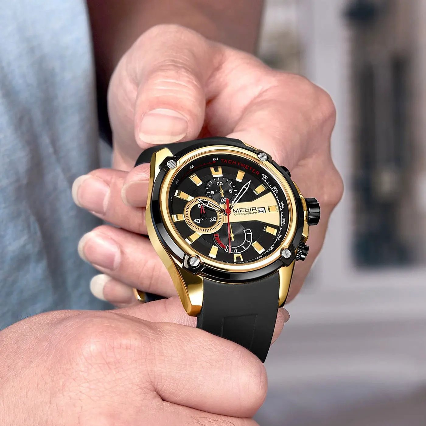 MEGIR Chronograph Luxury Brand Men Sports Watches Silicone Strap Quartz Casual Wristwatch Waterproof Calendar Reloj Hombre 2086 by MEGIR WATCH GROUP