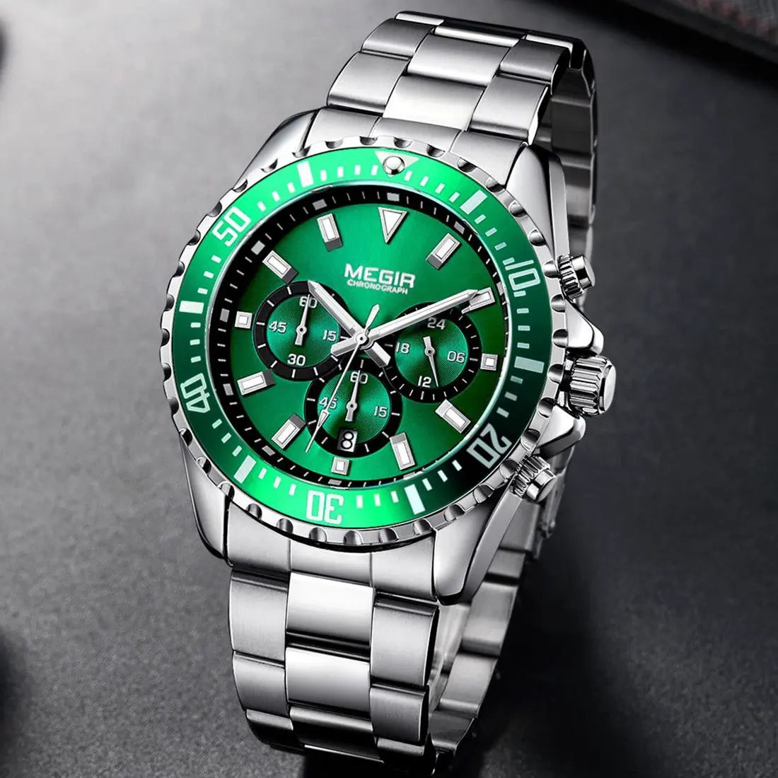 MEGIR Original Luxury Men Business Quartz Watch Stainless Steel Bracelet Chronograph Male Military Wristwatch Clock Relogio Masculino 2064 by MEGIR WATCH GROUP