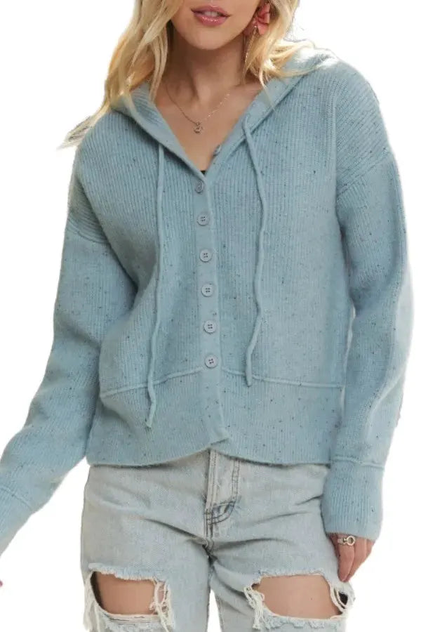 ADORA Hoodie Relaxed Fit Ribbed Cuffs Sweater Cardigan by Partner Label