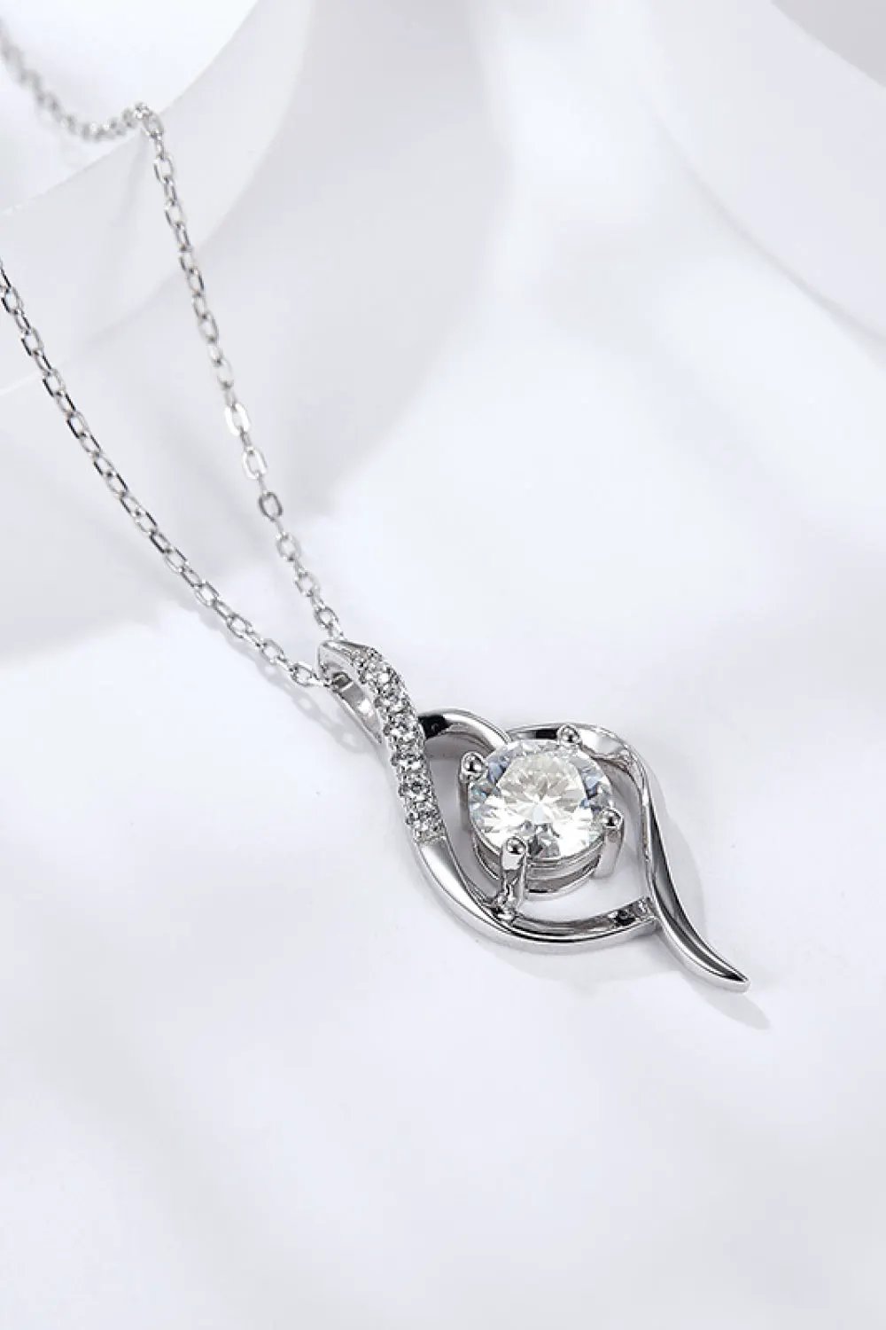 Platinum-Plated 1 Carat Moissanite Pendant Necklace by Partner Label