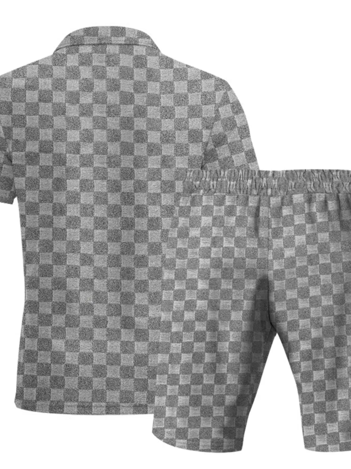 Men's Full Size Quarter Zip Short Sleeve Top and Shorts Set Plus Size by Trendsi
