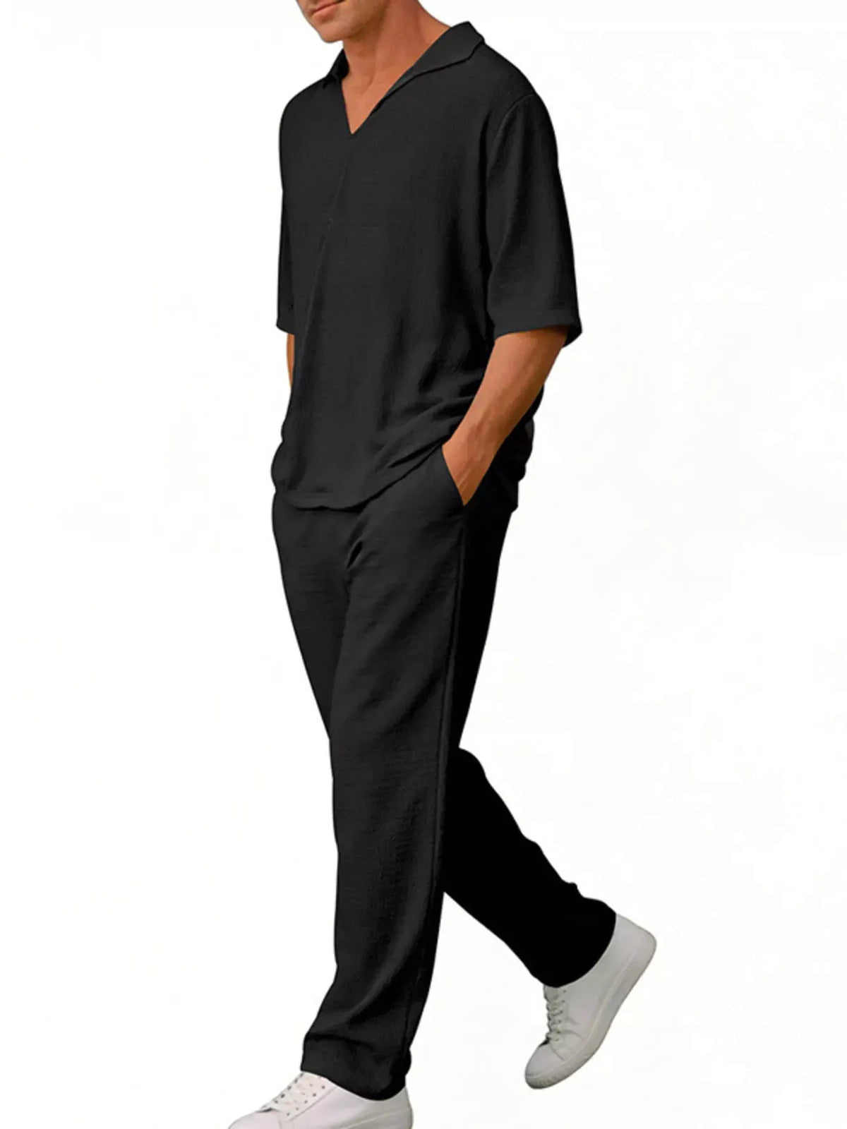 Men's Full Size Half Sleeve Top and Pants Set Plus Size by Trendsi