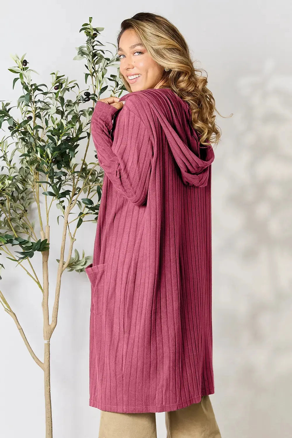 Basic Bae Full Size Hooded Sweater Cardigan by Basic Bae
