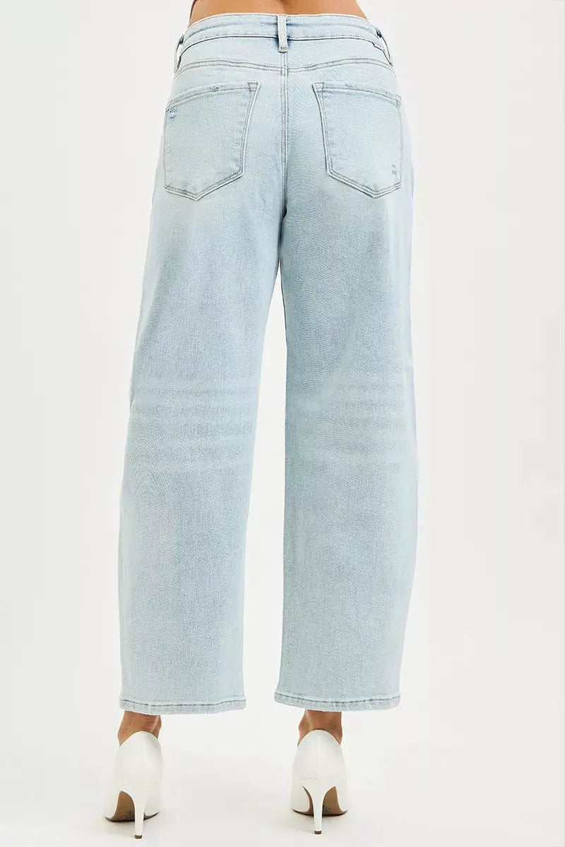 RISEN High Rise Crop Barrel Jeans by RISEN