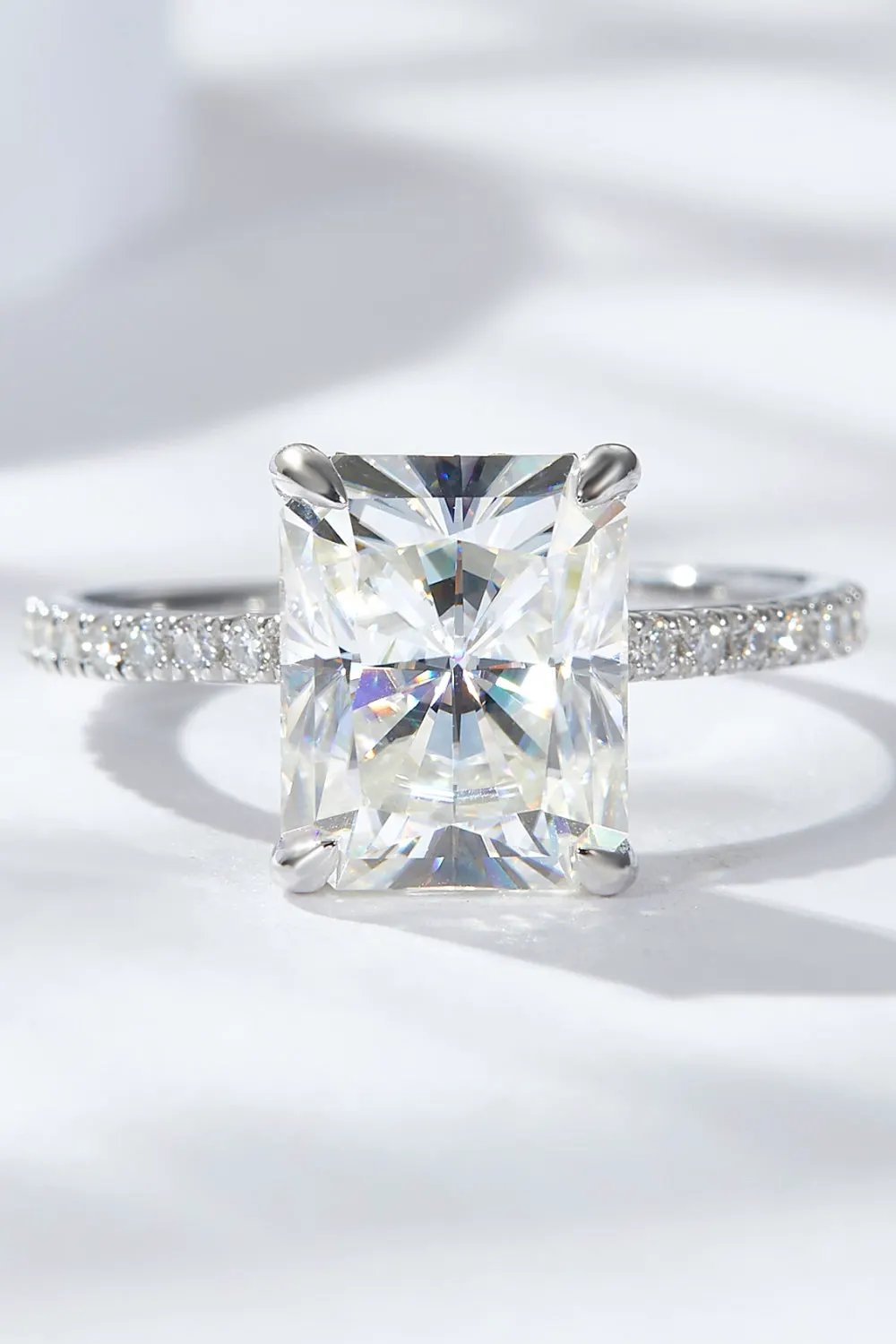 4 Carat Moissanite 4-Prong Side Stone Ring by Partner Label
